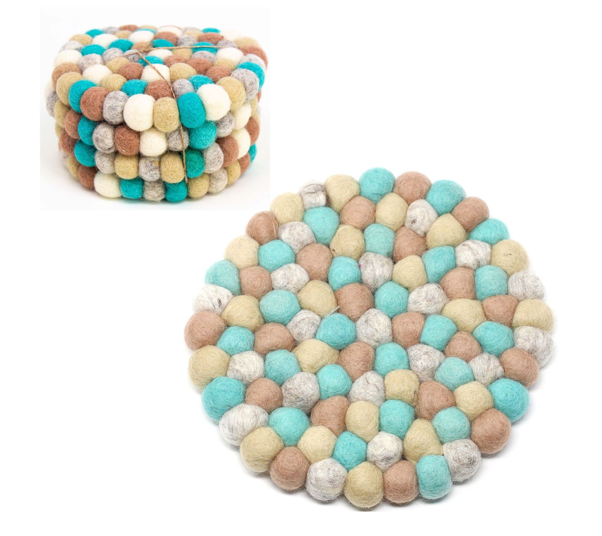 Global Crafts Handcrafted Felt Trivet & CoasterChakra Set