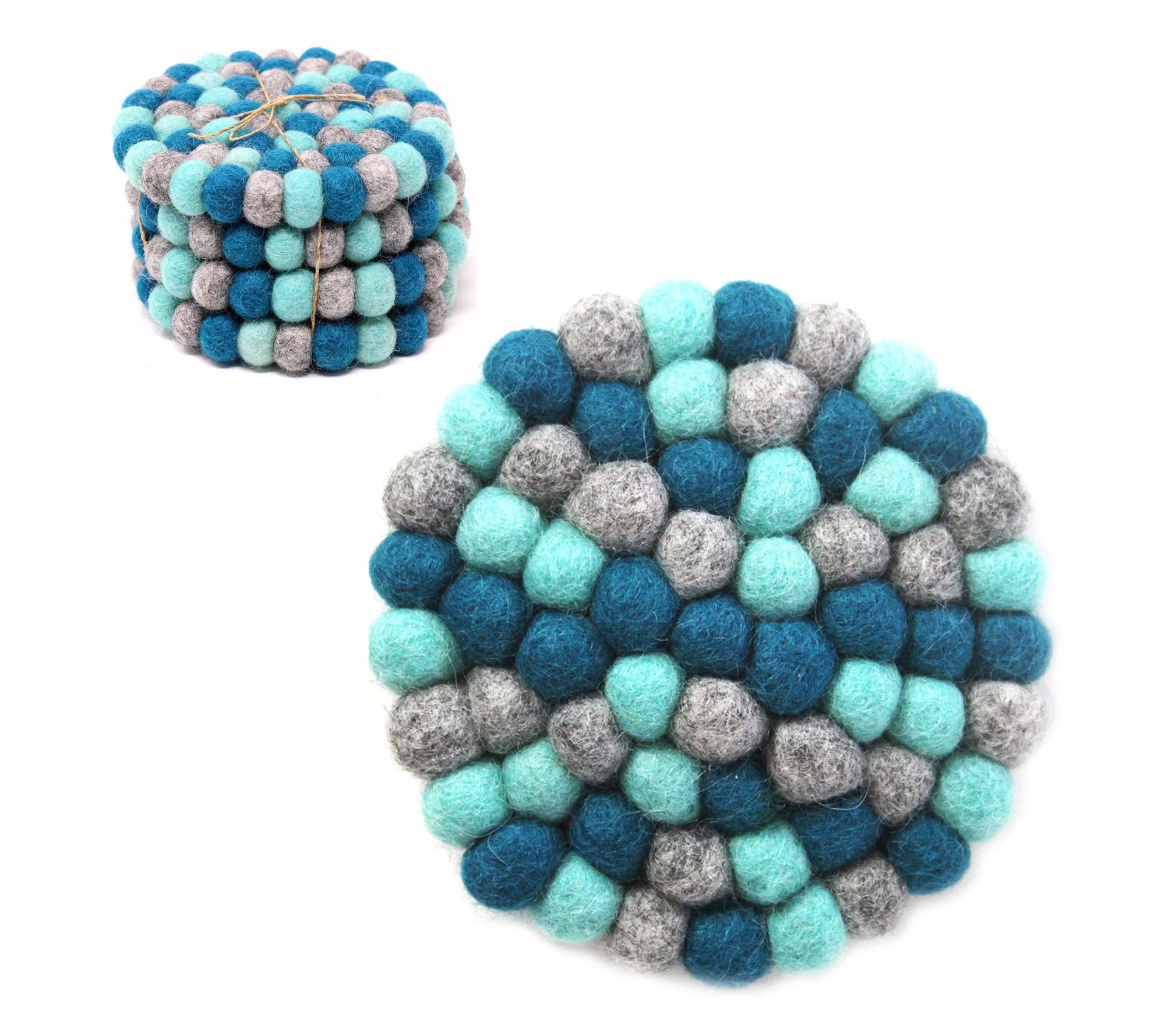 Global Crafts Handcrafted Felt Trivet & CoasterChakra Set