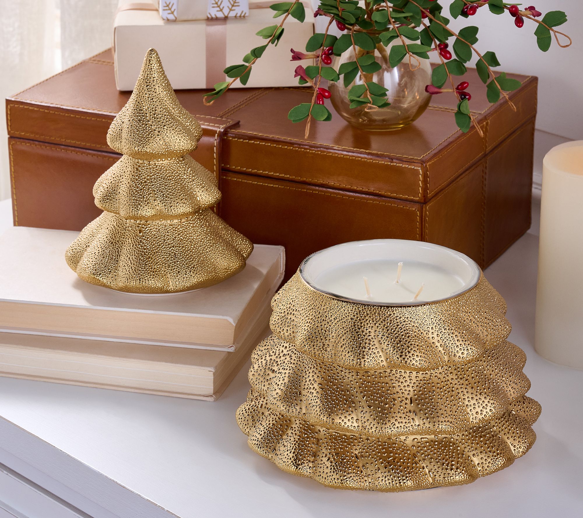 HomeWorx by Slatkin + Co. 14oz Metallic Ceramic Tree Filled Candle