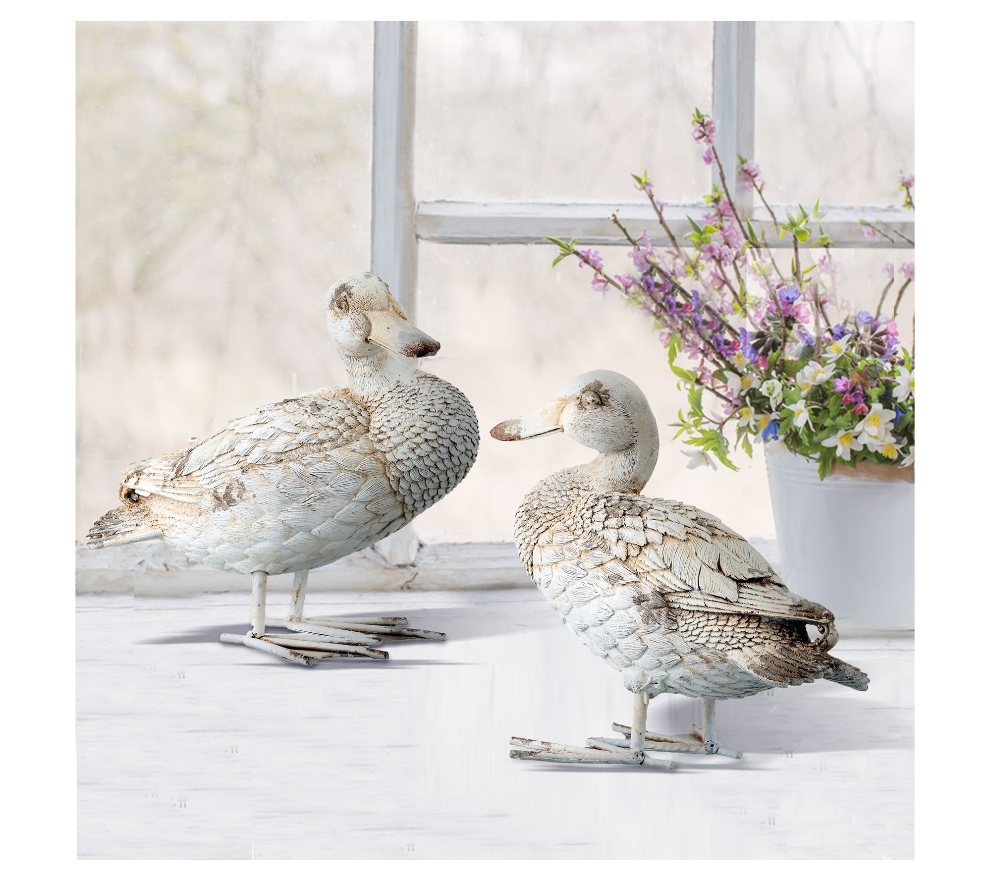 8.5" Weathered Ducks Set of 2 by Valerie