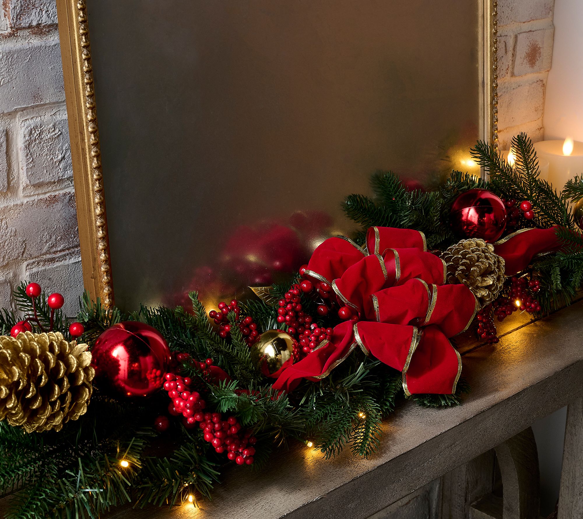 "As Is" Sandra Lee 6' Classic Christmas Garland w/ LED Lights