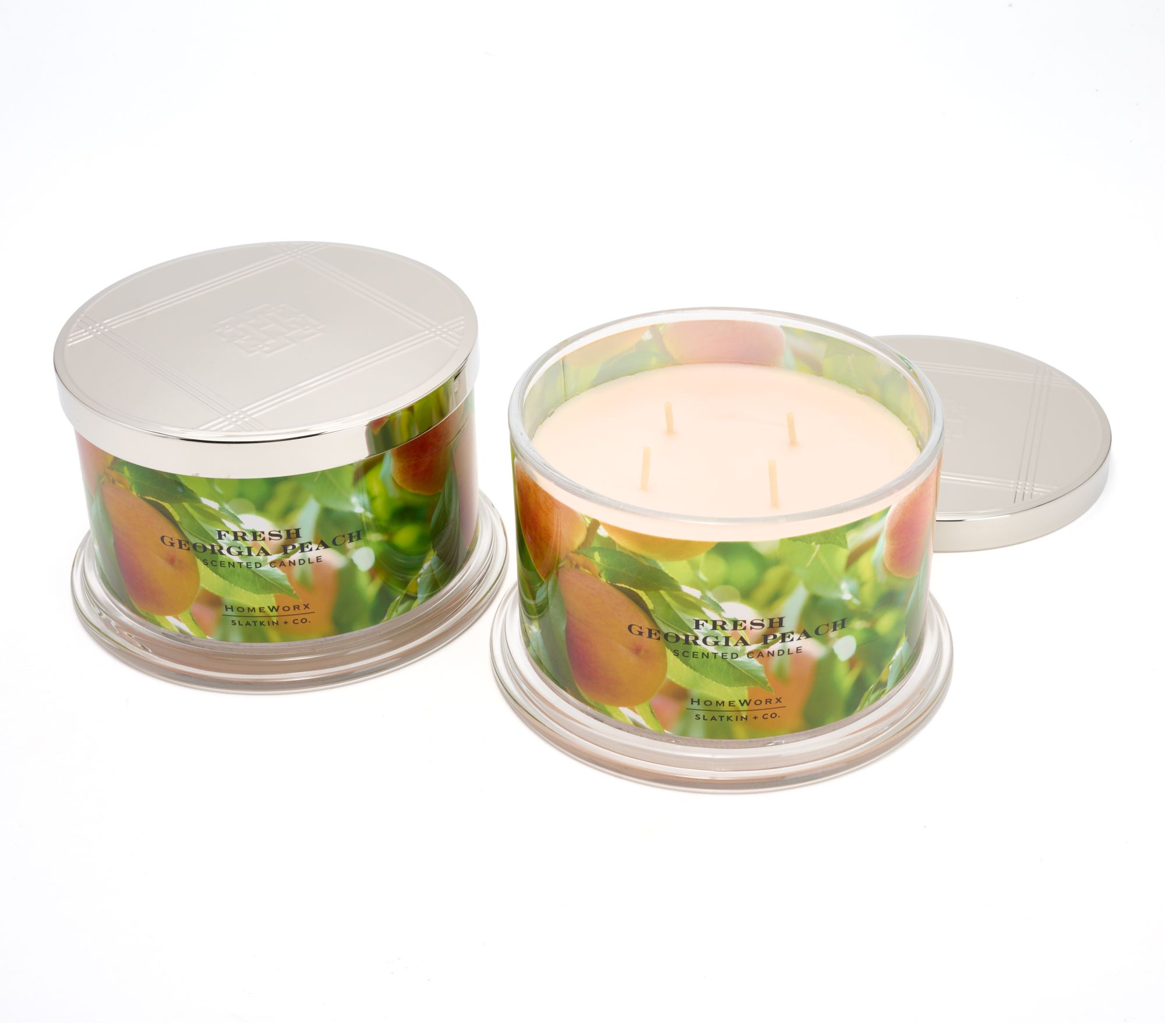 "As Is" HomeWorx by Slatkin + Co. Set/2 18oz Peach Candles