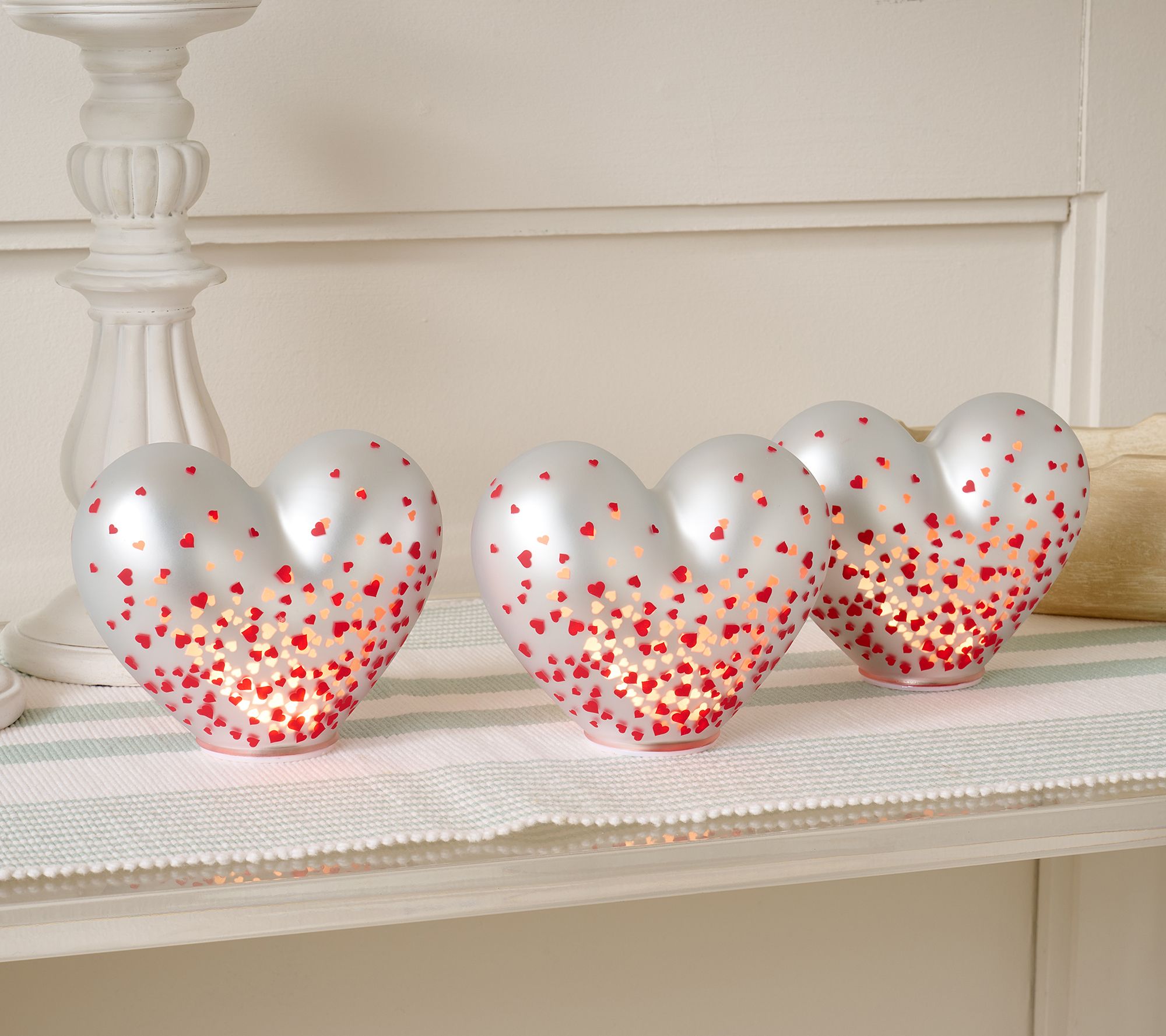 S/3 Illuminated Hearts with Confetti Heart Pattern by Valerie