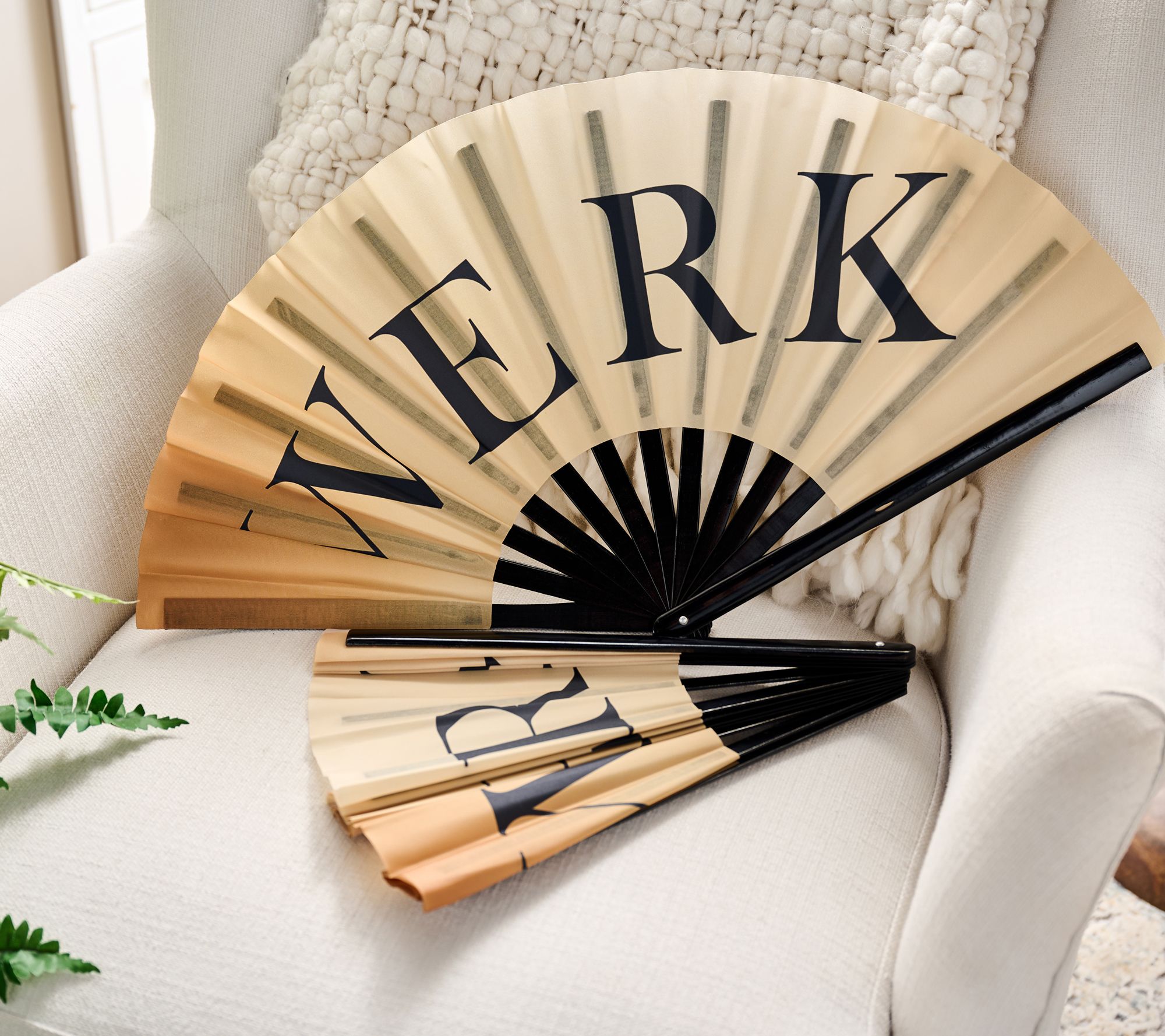 "As Is" Fierce Home Set of 2 Oversized Novelty Folding Fans