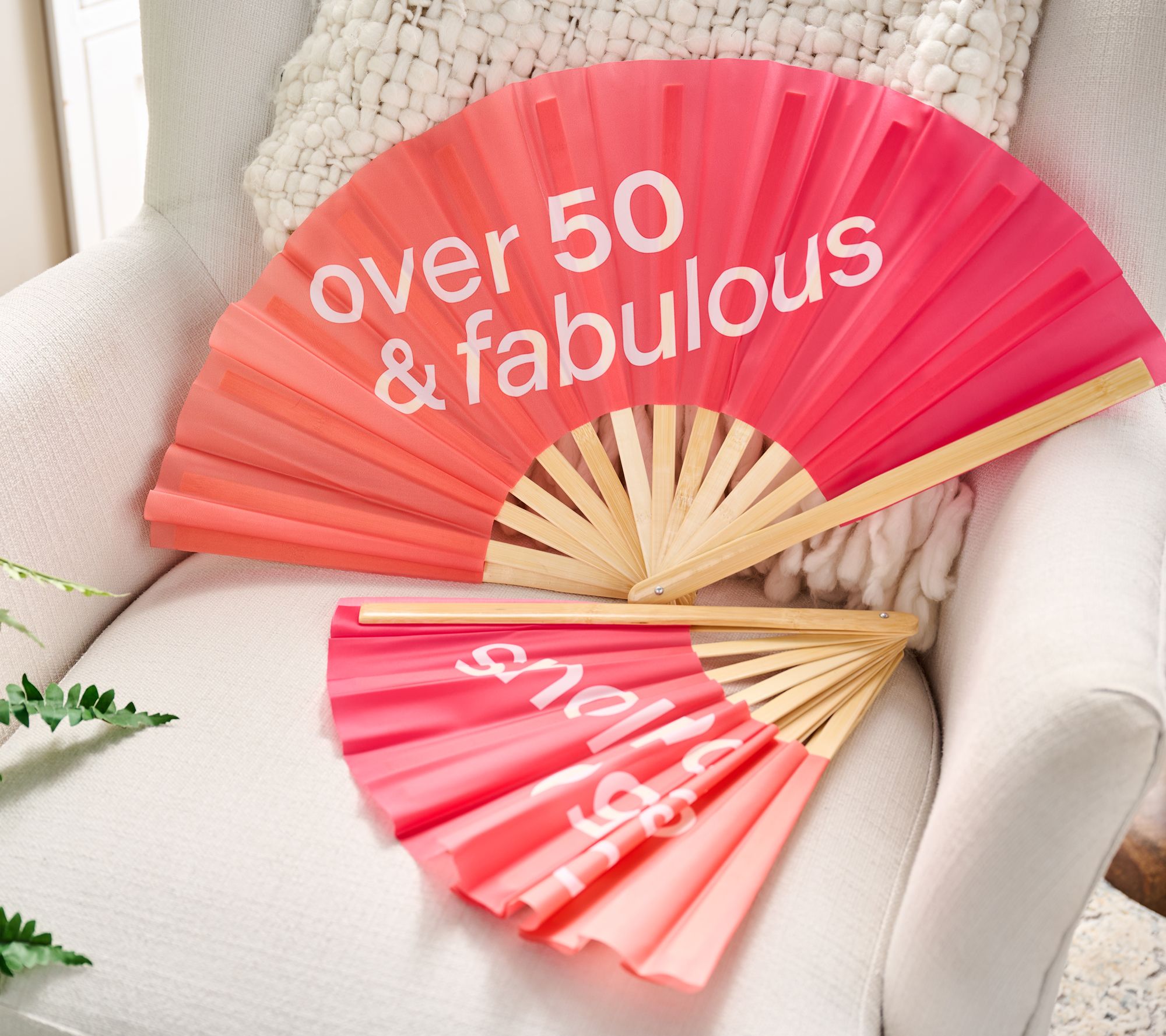 "As Is" Fierce Home Set of 2 Oversized Novelty Folding Fans