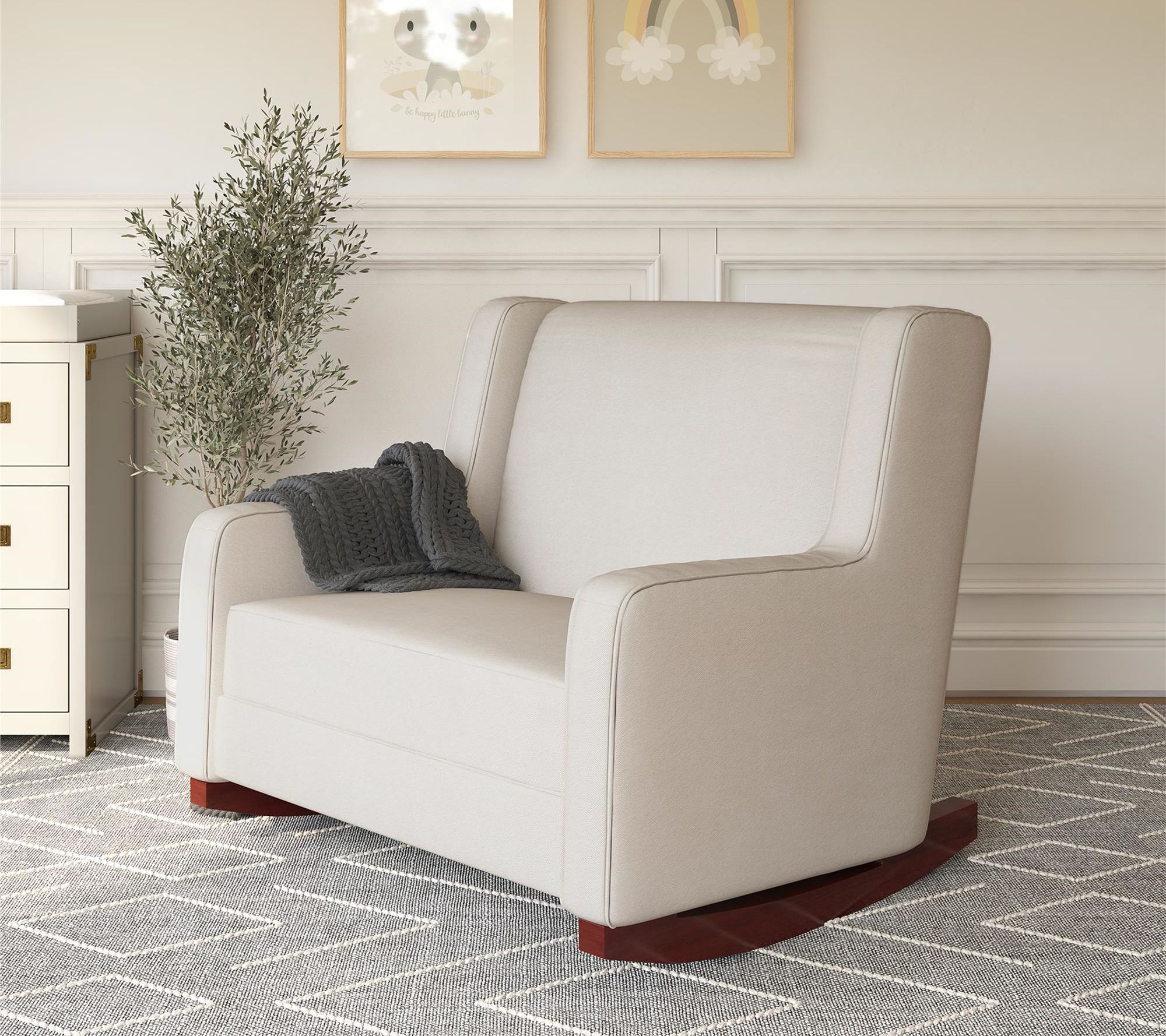 Baby Relax Hadl ey Upholstered Double Rocker C hair - Beige - QVC.com