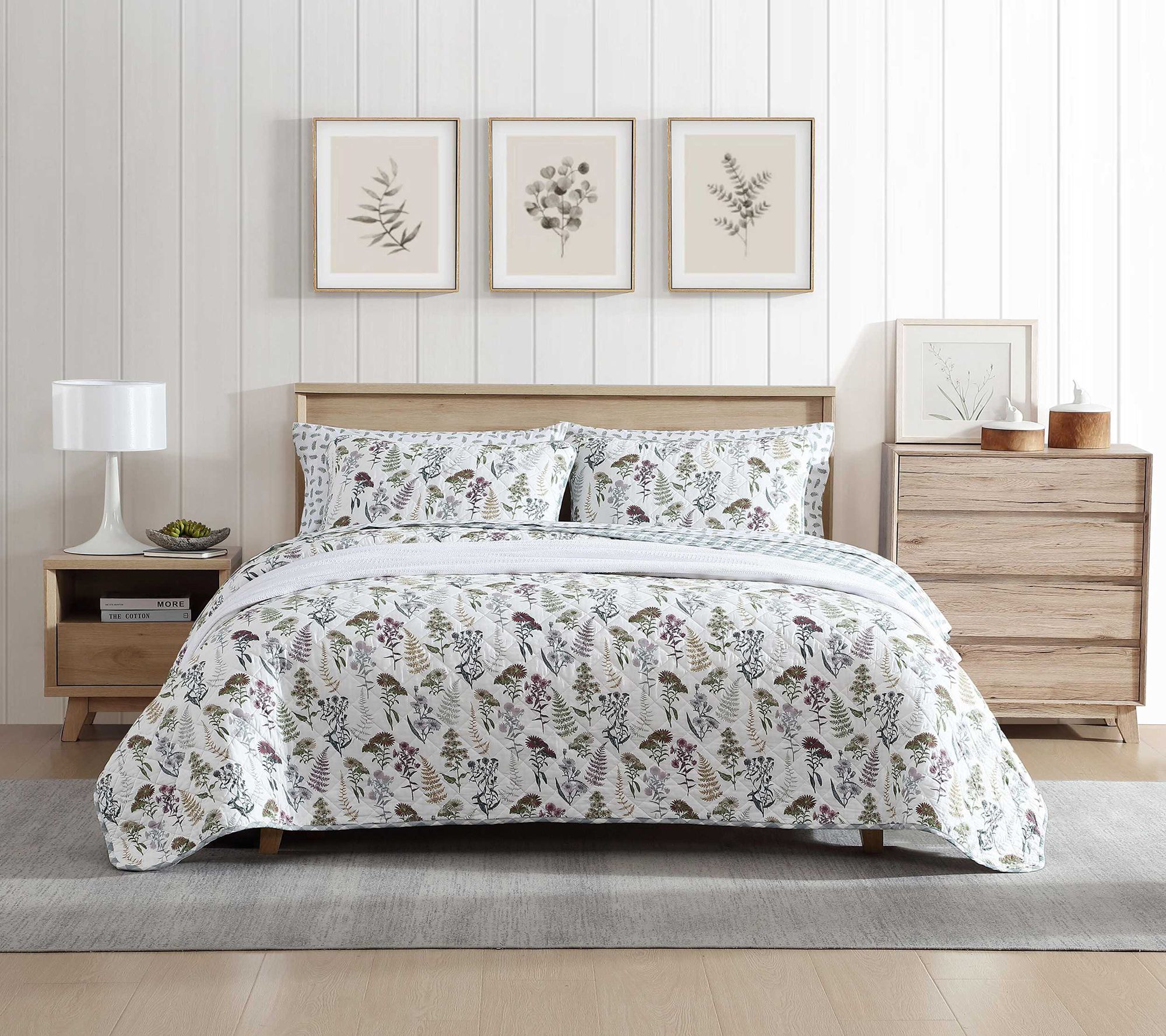 Eddie Bauer Flower Field Grey Cotton Twin QuiltSet