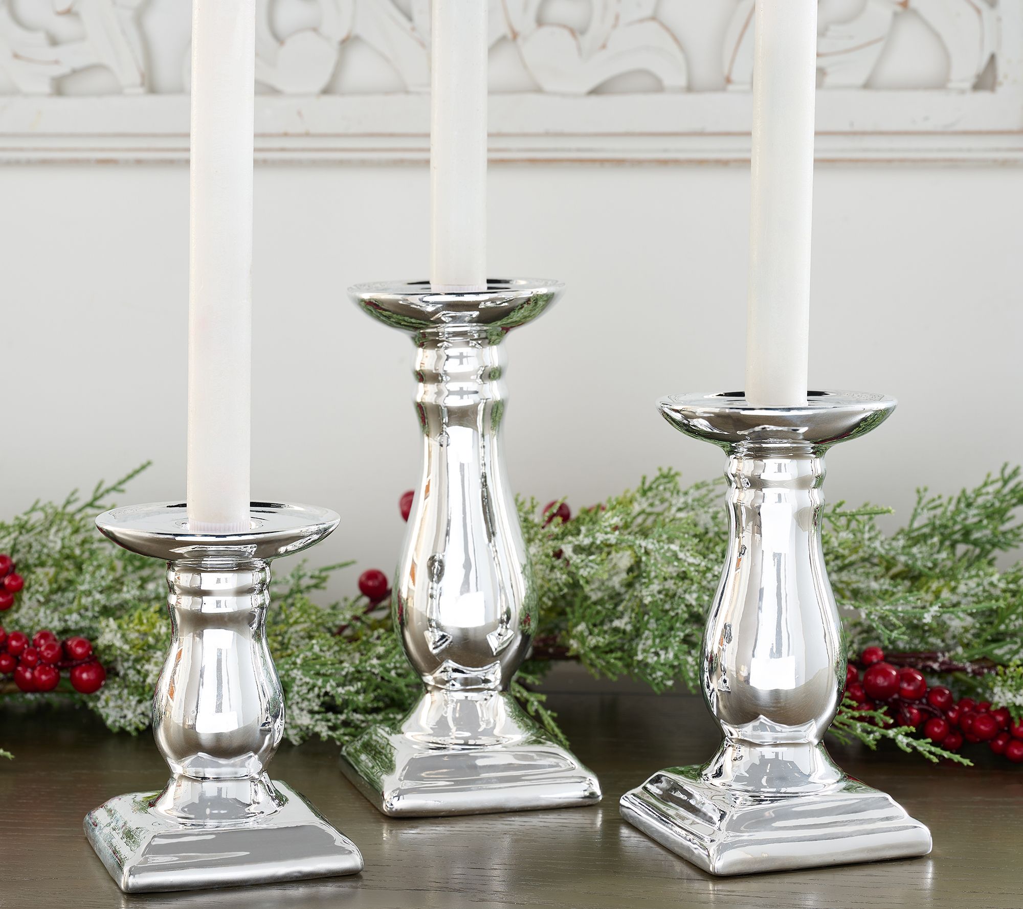 "As Is" Set of 3 Flippable Metallic Pedestals by Valerie