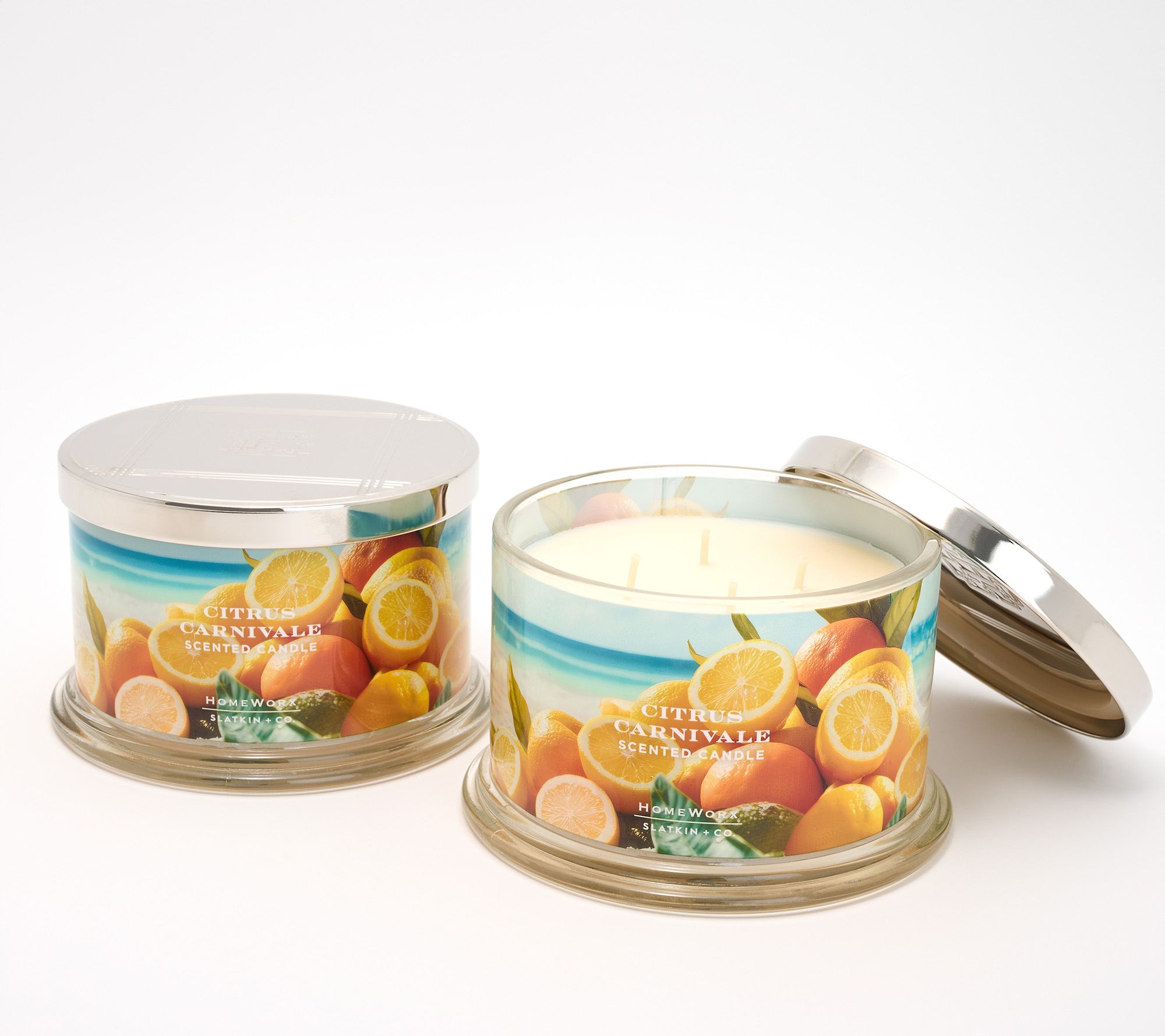 HomeWorx by Slatkin + Co. S/2 18oz Citrus Carnivale Candles