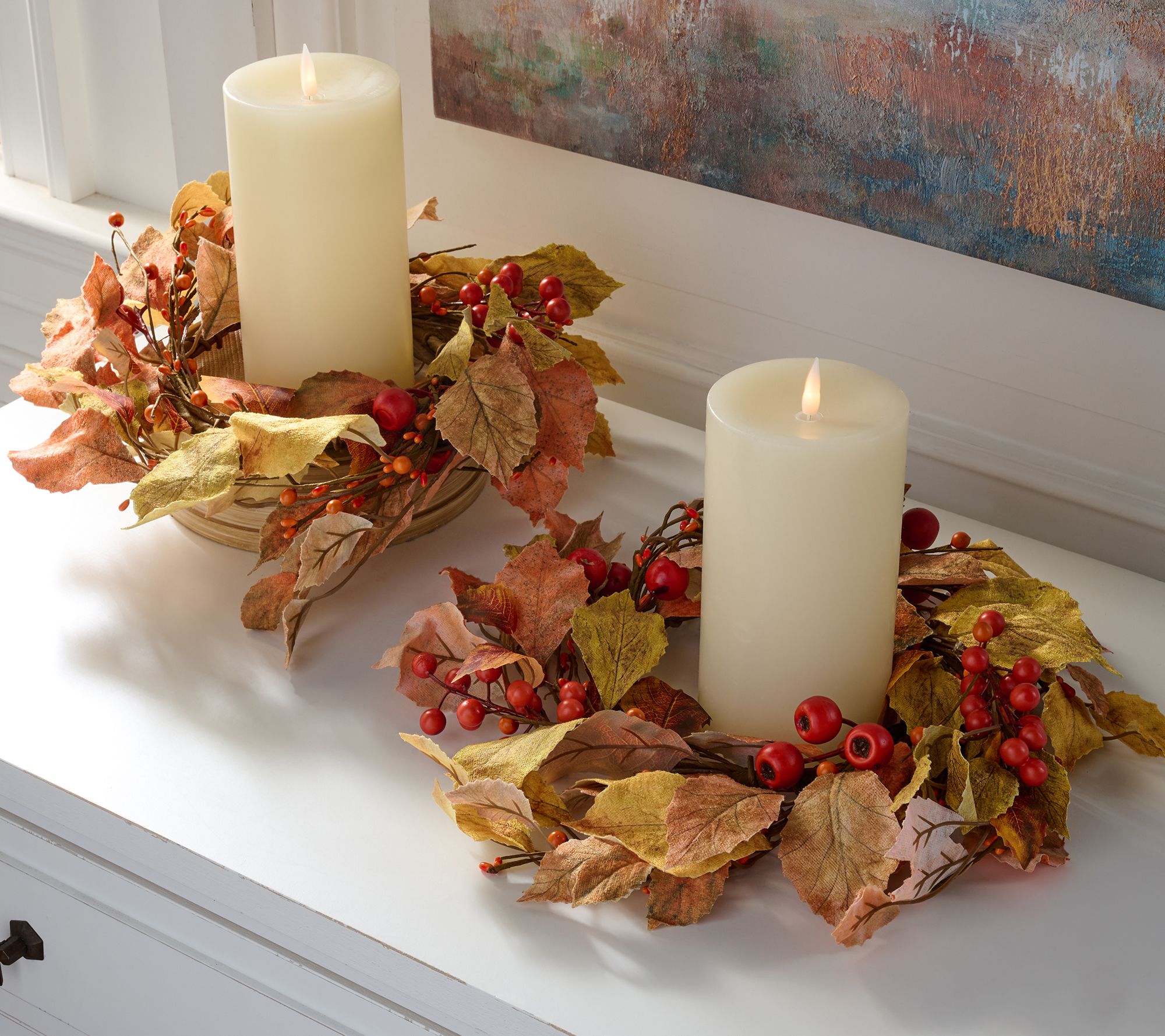 "As Is" Set-2 Harvest Leaf & Berry Mini Wreaths by Valerie