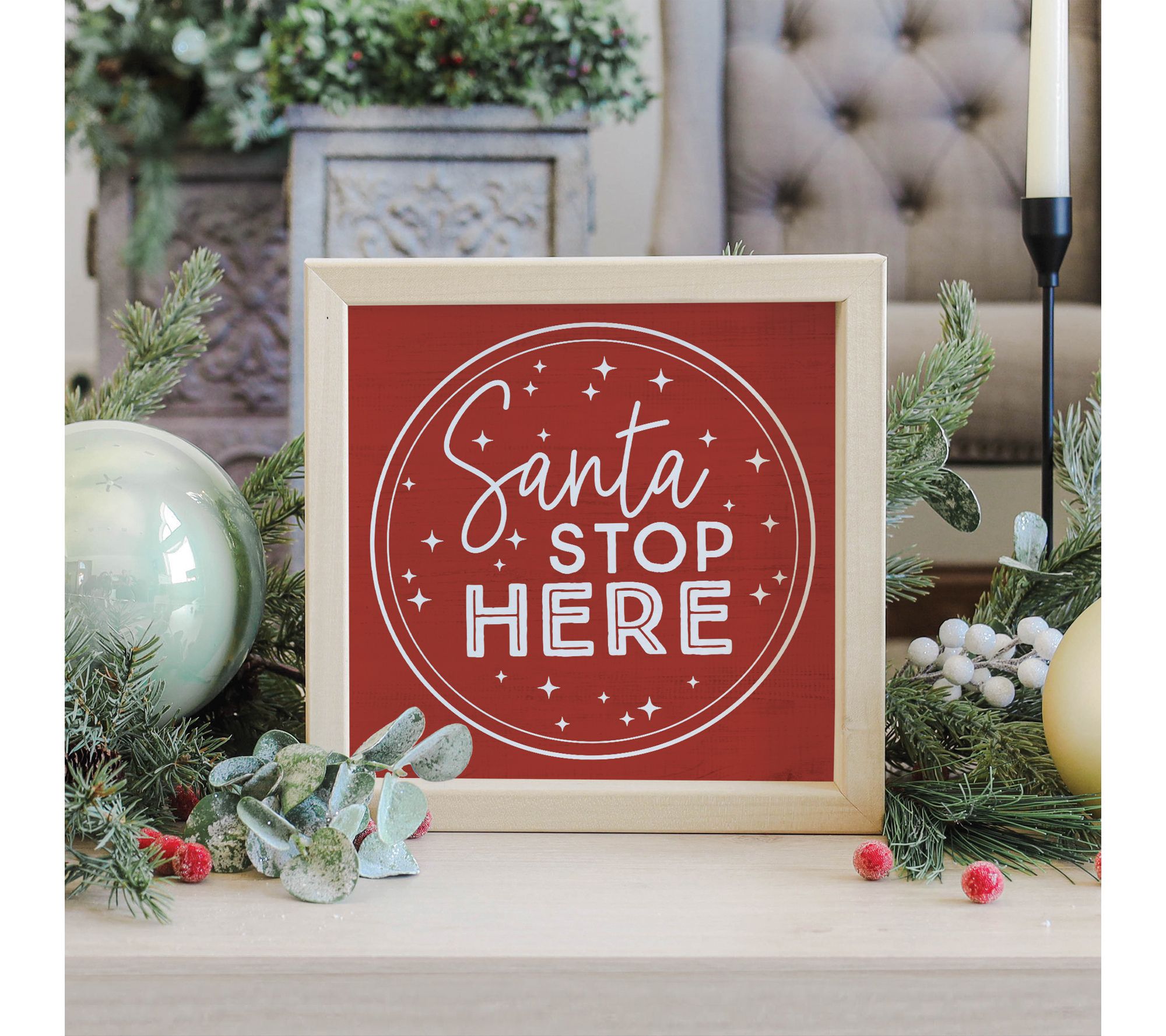 Sincere Surroundings 10" Santa Stop Red RusticFrame