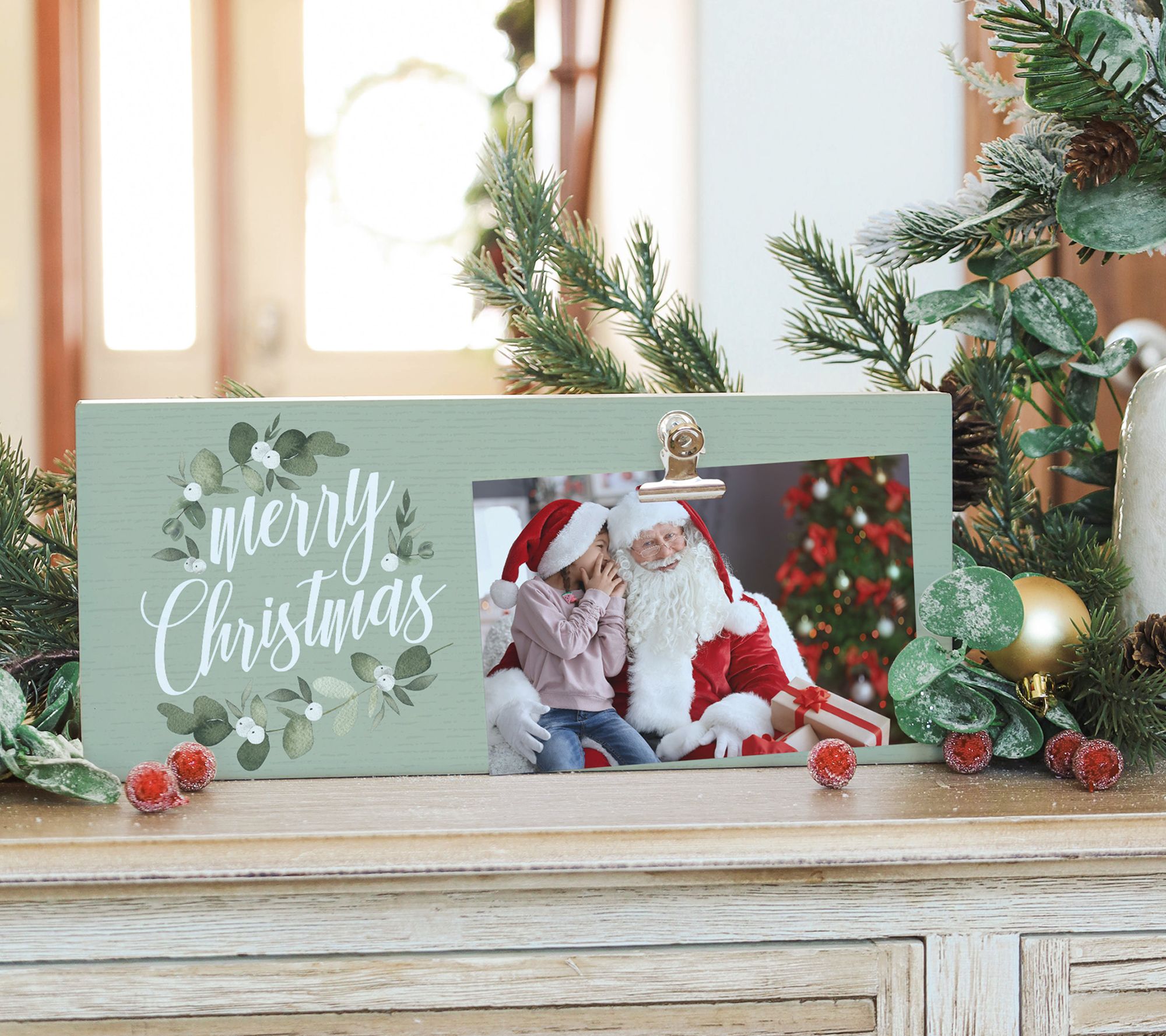 Sincere Surroundings 12" Green Merry ChristmasPicture Clip