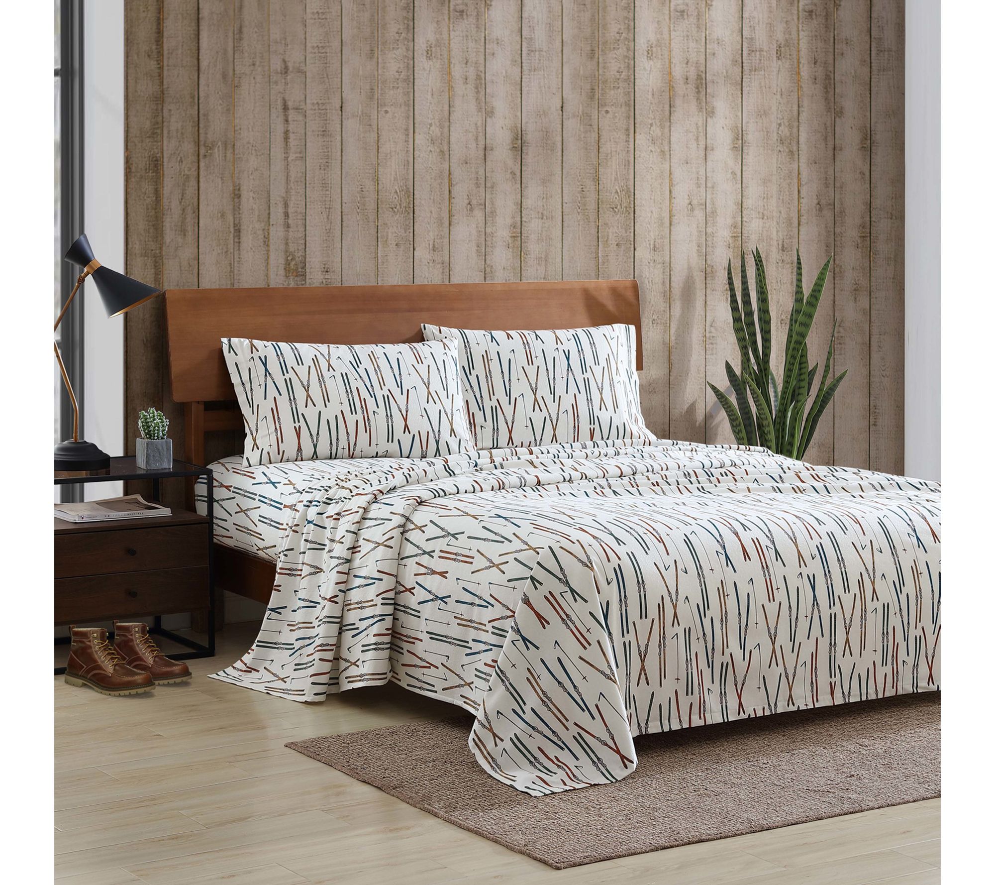 Eddie Bauer Ski Line White Cotton Queen Sheet Set