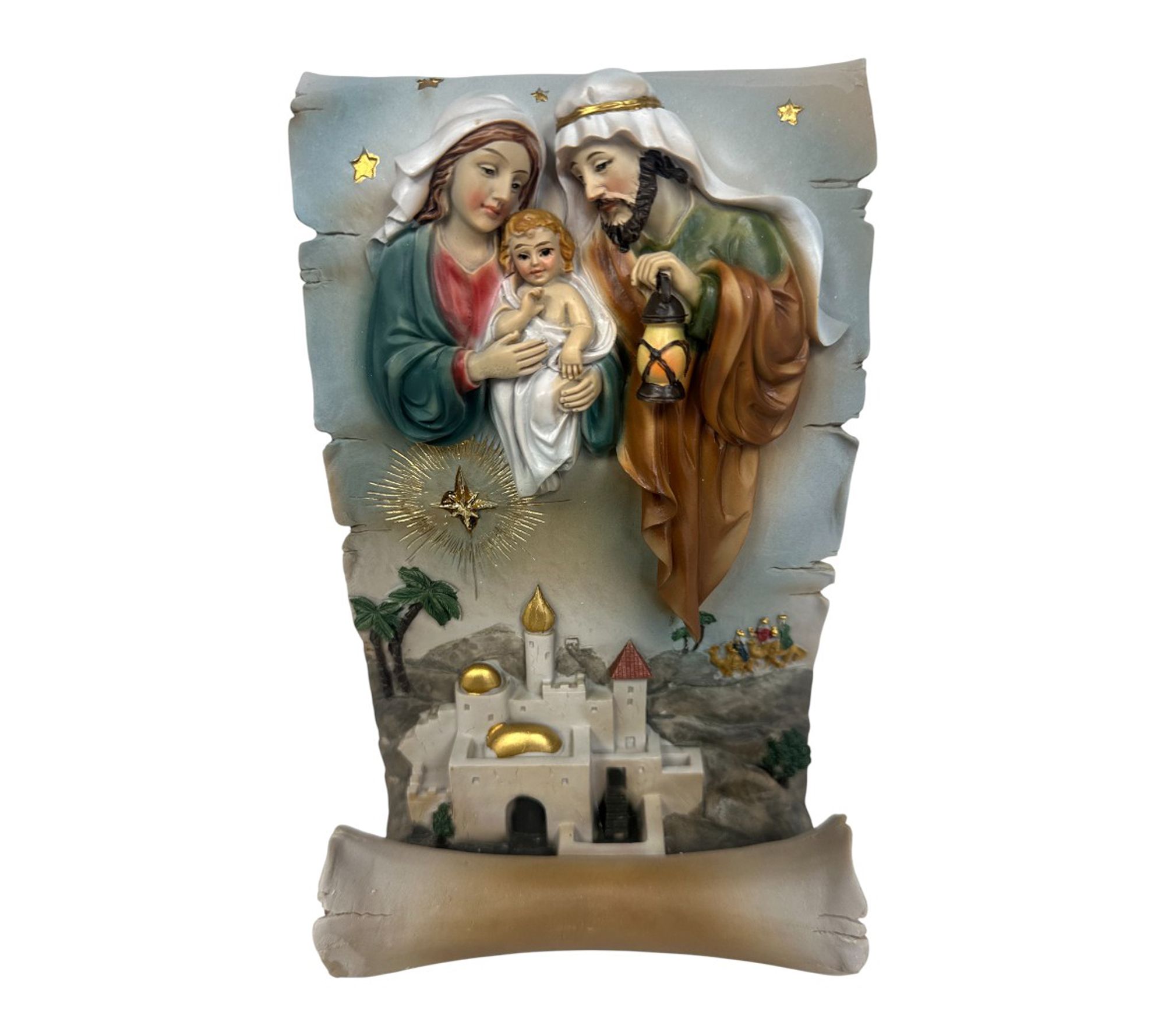 RC Home Decor 8" Holy Family in Scroll  ElegantNativity Scene