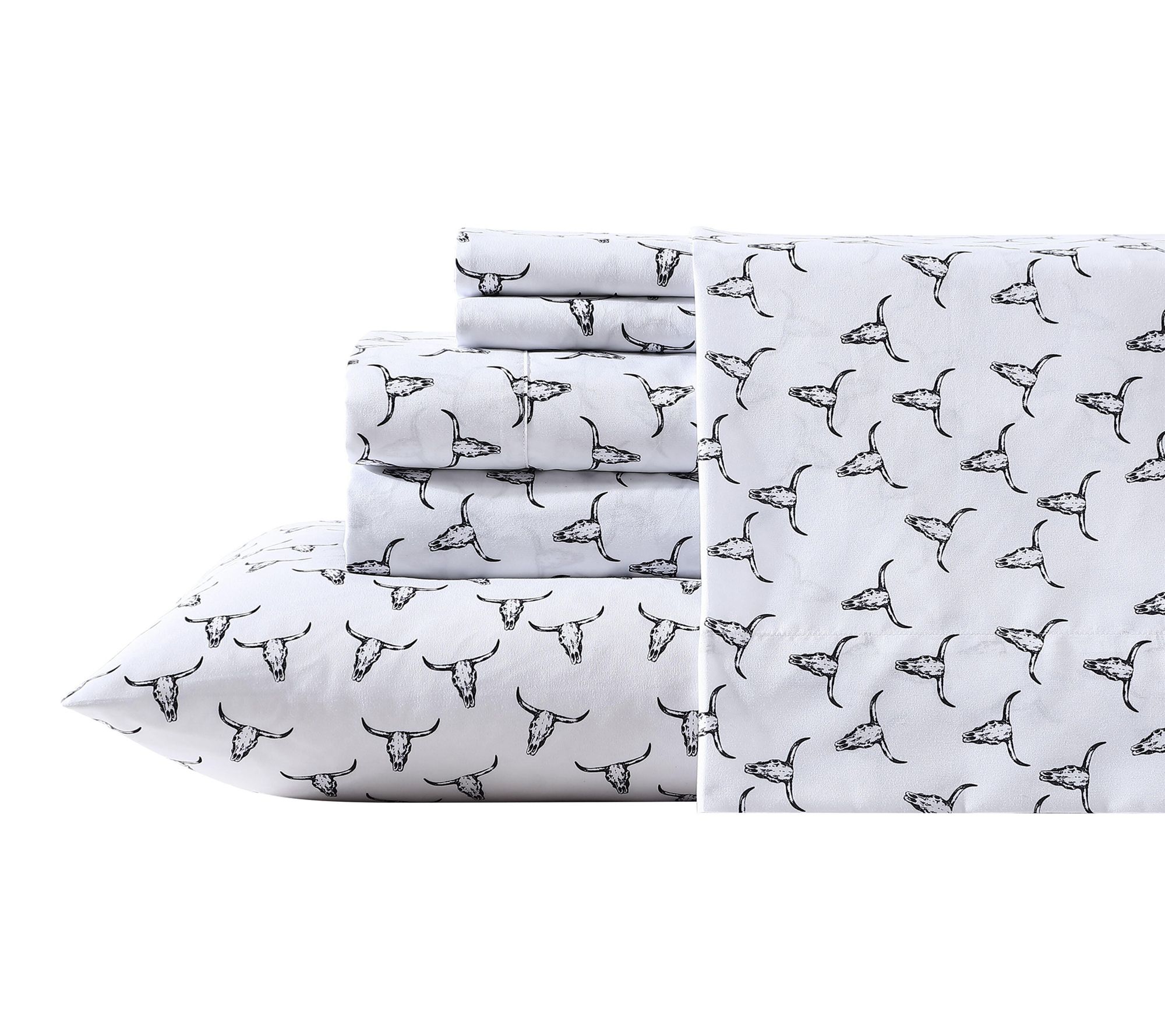 Wrangler Steer Skulls Black Twin Microfiber Sheet Set