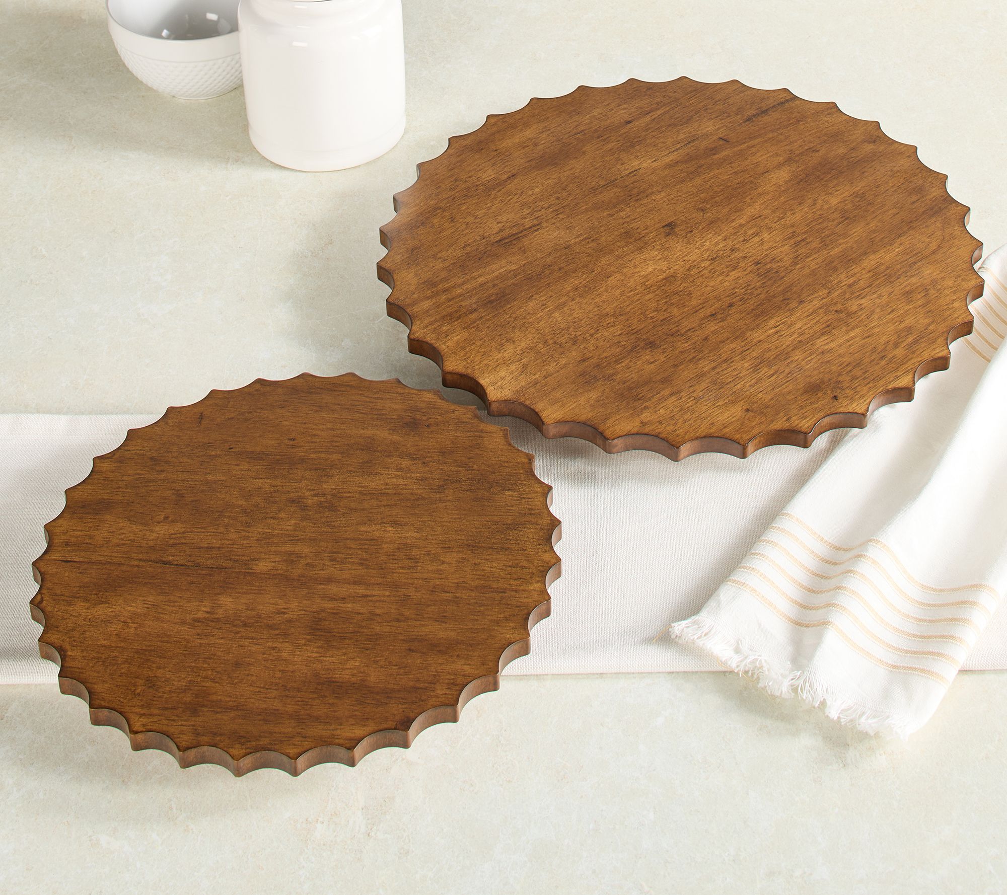 Home Reflections S/2 Rotating Scallop Edge Trays