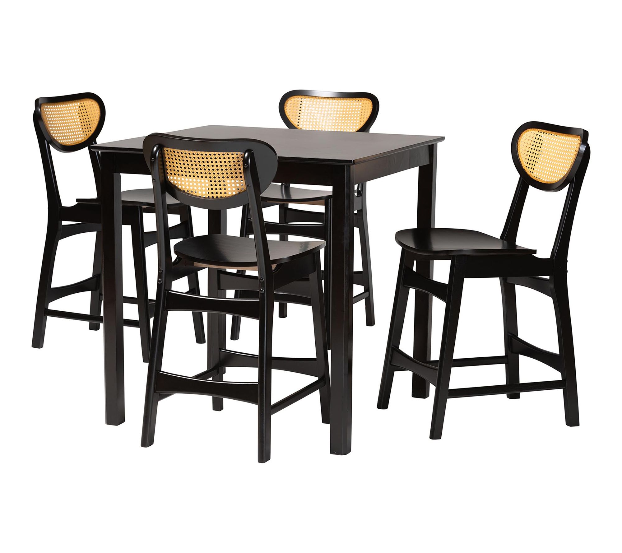 Baxton Studio Hesper Wood and Rattan 5-Piece Pub Set