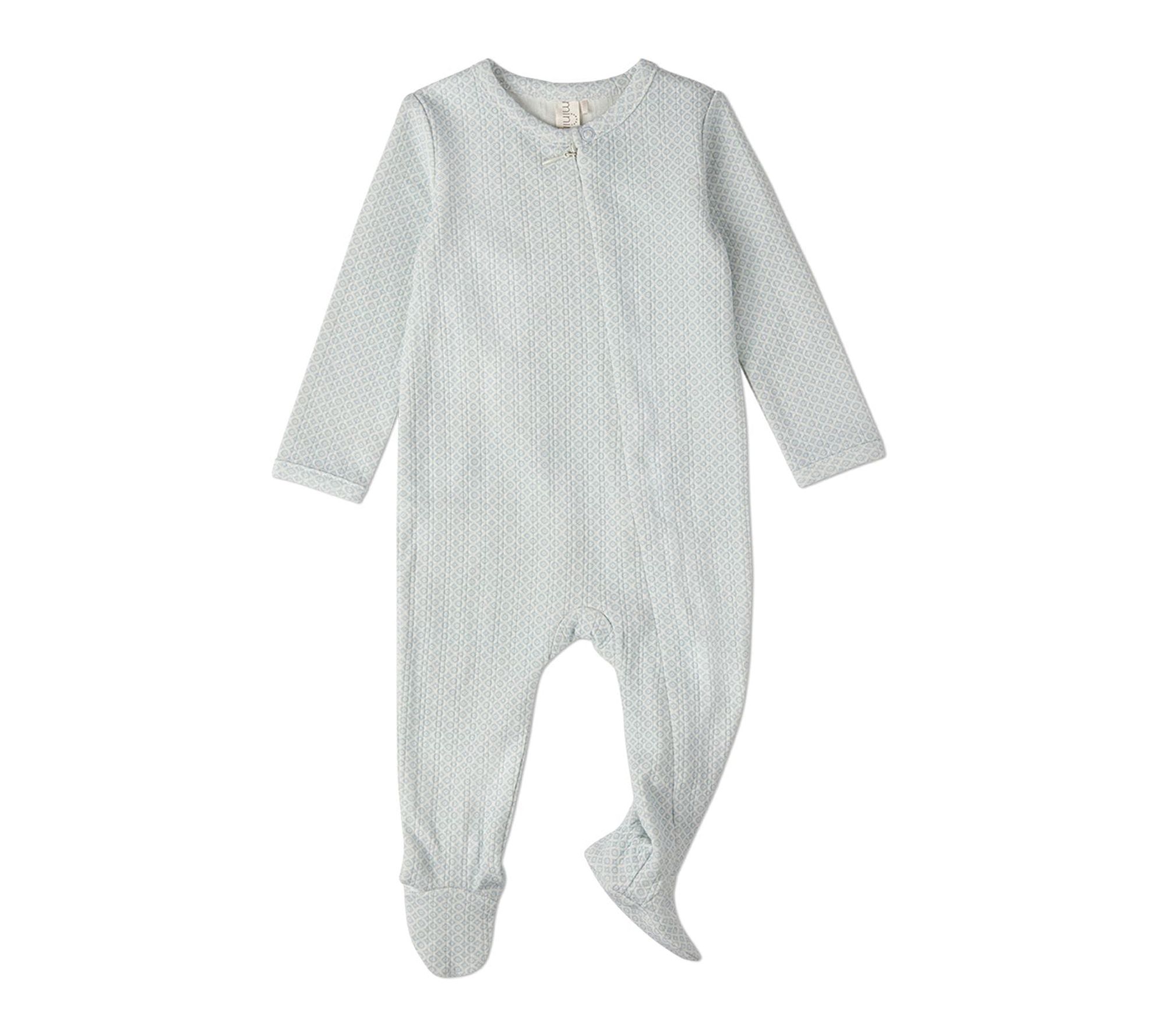 MiniMoi Baby Knit Zippered Footie with AbstractPattern