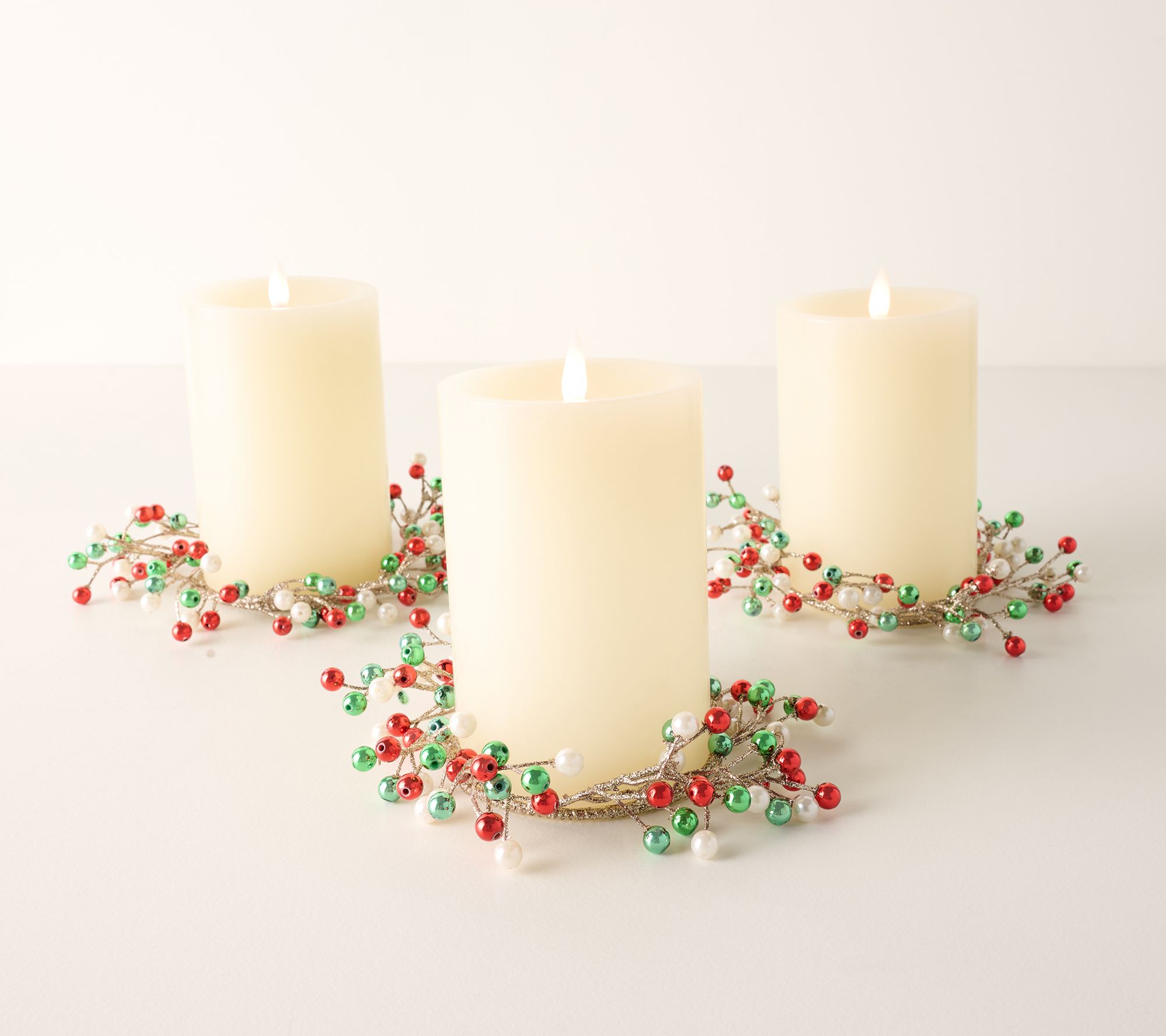 Set of 3 Gittered Beaded Candle Rings by Valerie