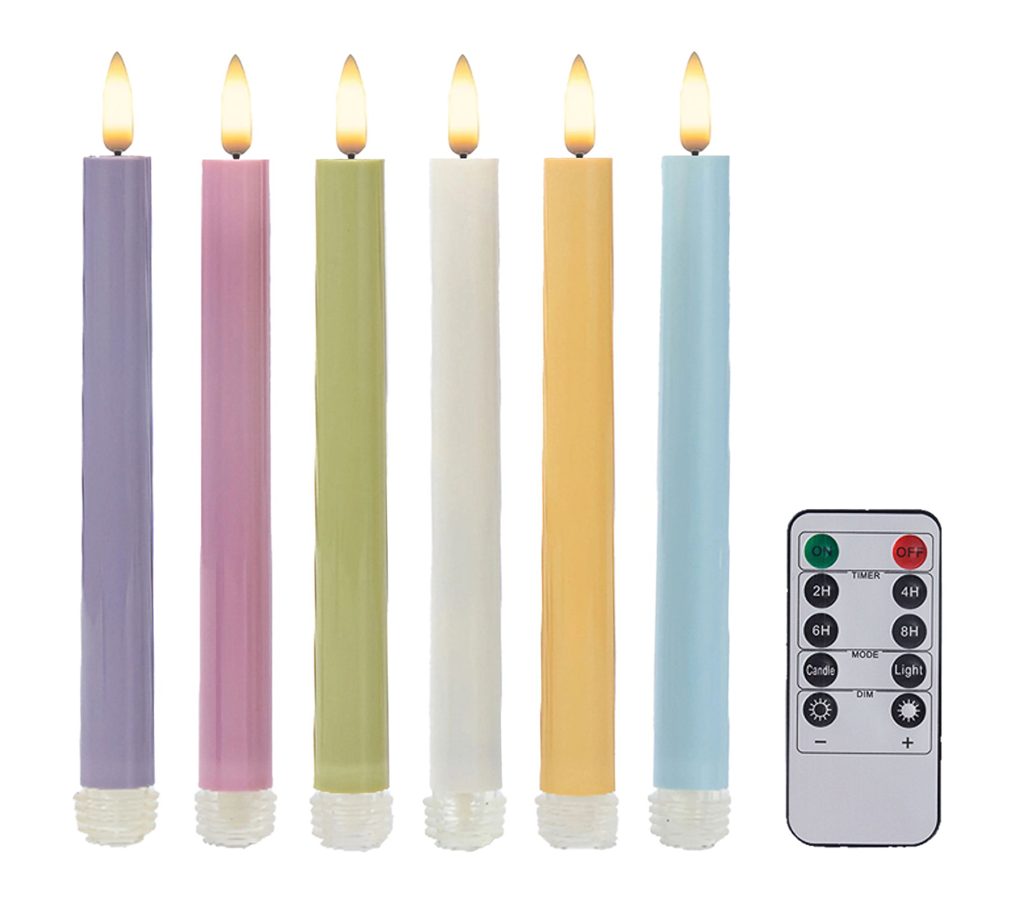 LumaBase Battery Operated 3D Flame Taper CandlePastel Set