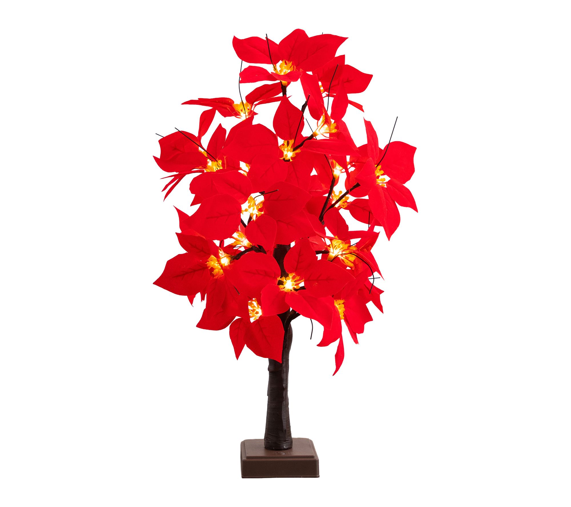 24-in Poinsettia Tree with 24 LED Lights by Nearly Natural