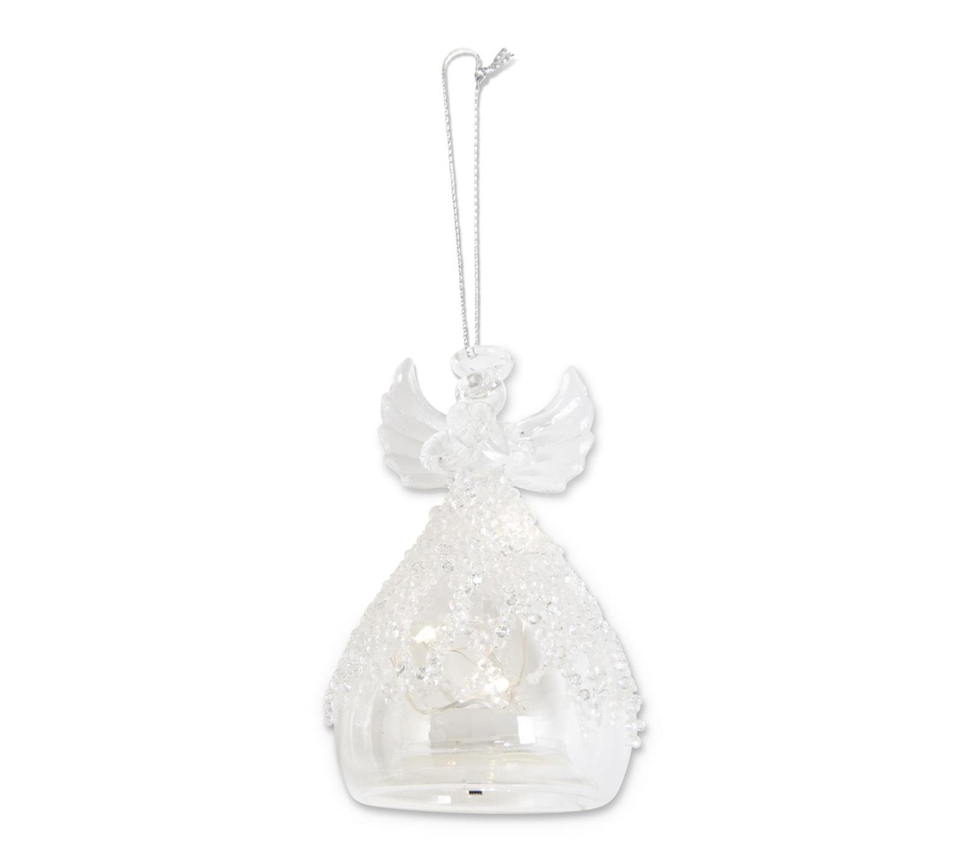RC Home Decor 4" Handcrafted Glass Bead LED Angel Orn.