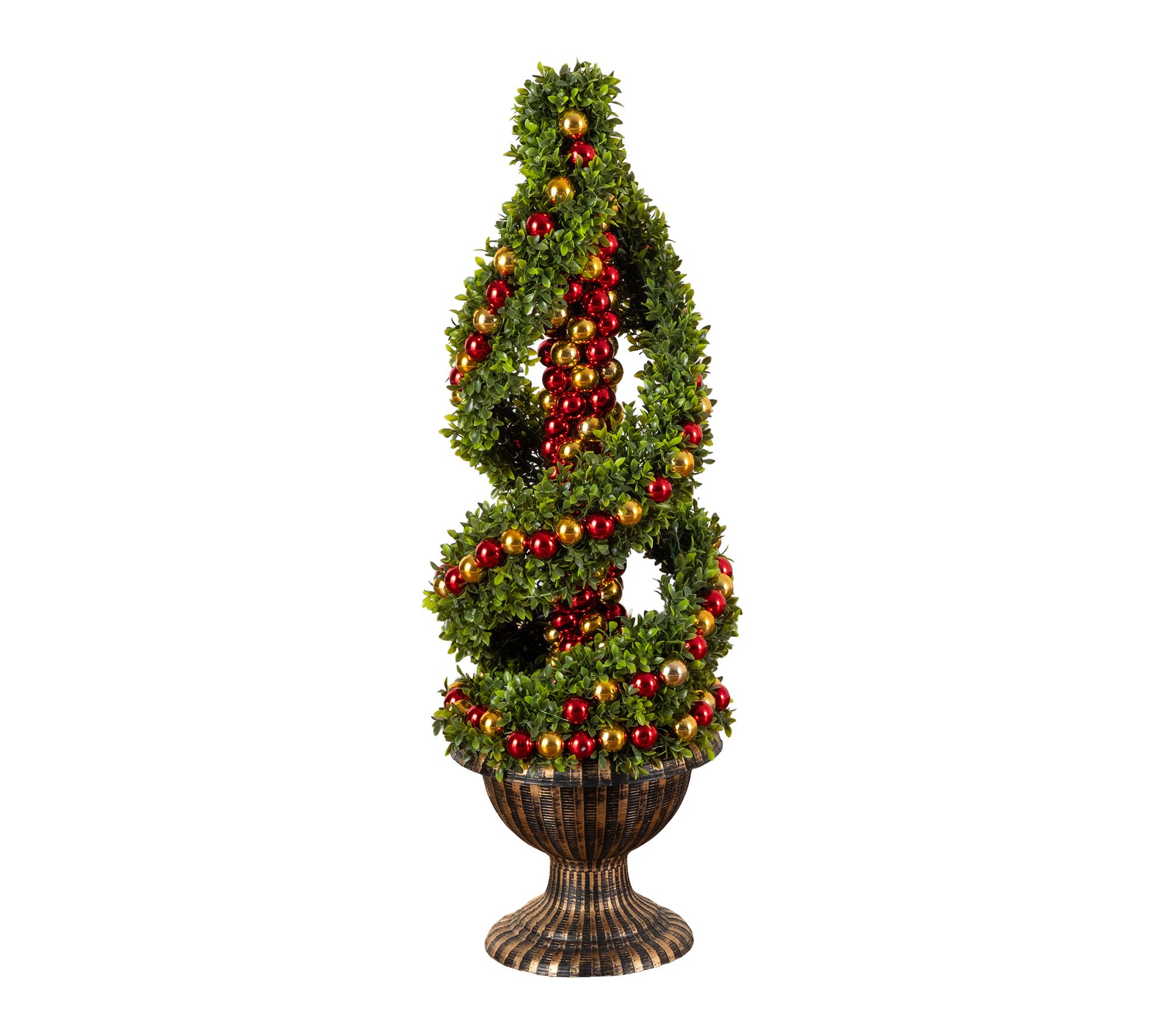 3-ft Pre-Lit Christmas Spiral Boxwood Topiary by Nearly Natural