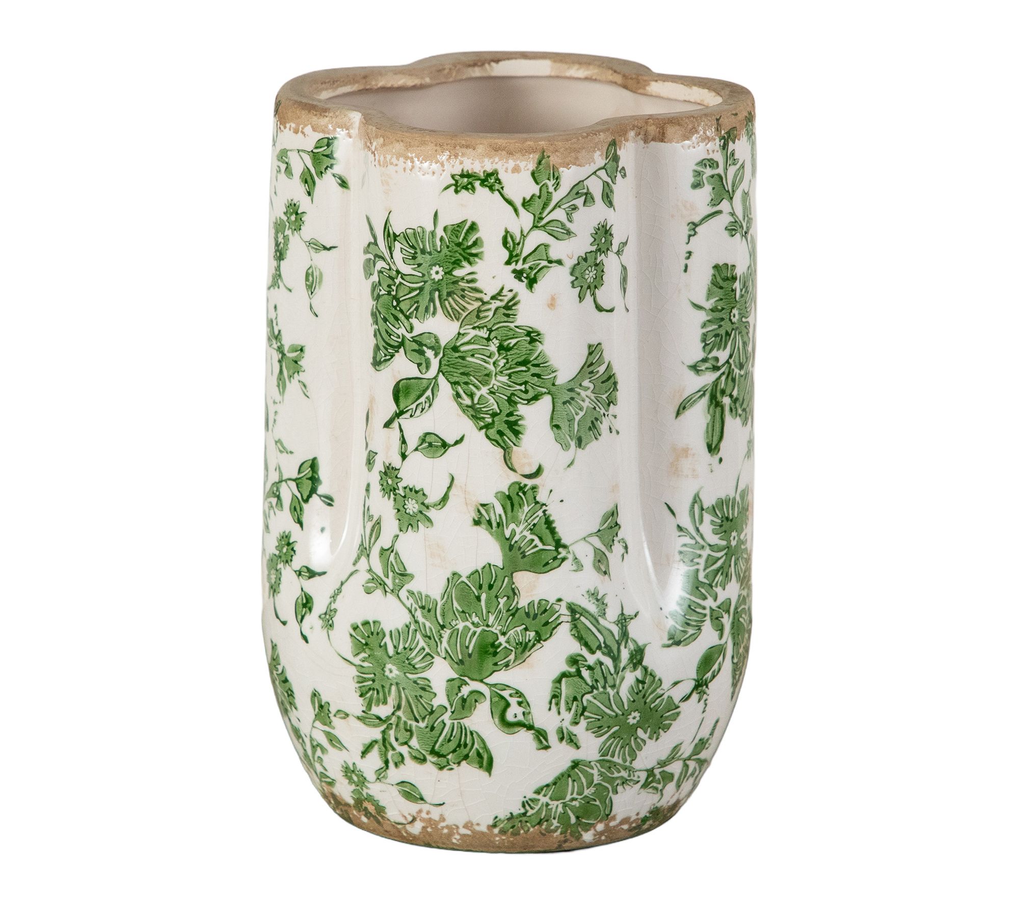 9-in Flower Print Planter by Nearly Natural