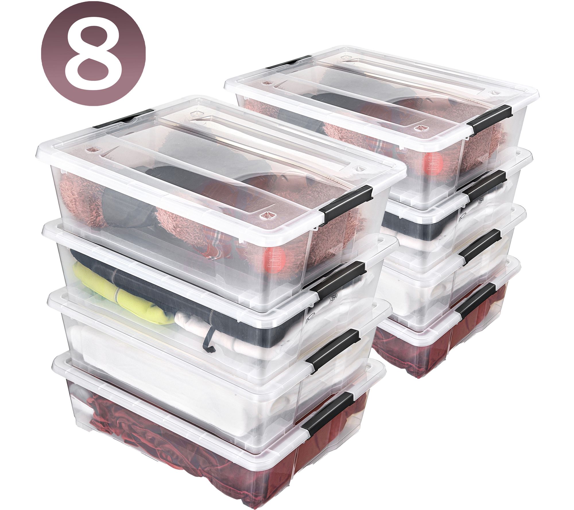 Sorbus Underbed Bins with Lids (Set of 8)