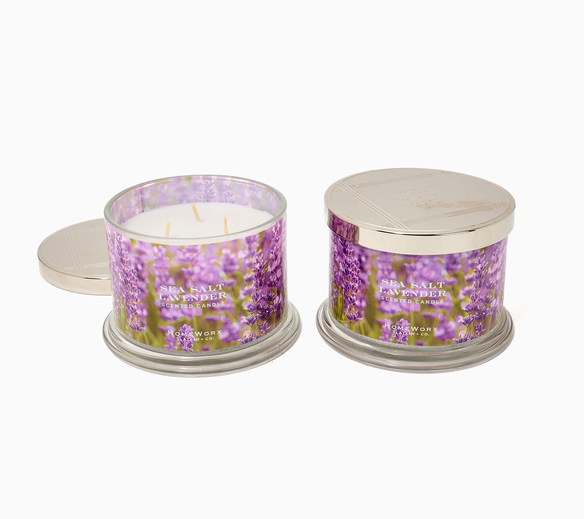 HomeWorx by Slatkin + Co. S/2 14oz Sea Salt Lavender Candle