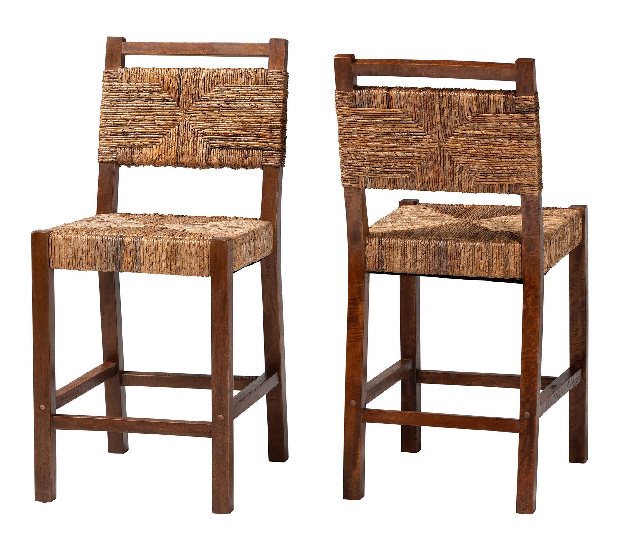 bali & pari Cordoba Seagrass and Wood Counter Stool Set of 2