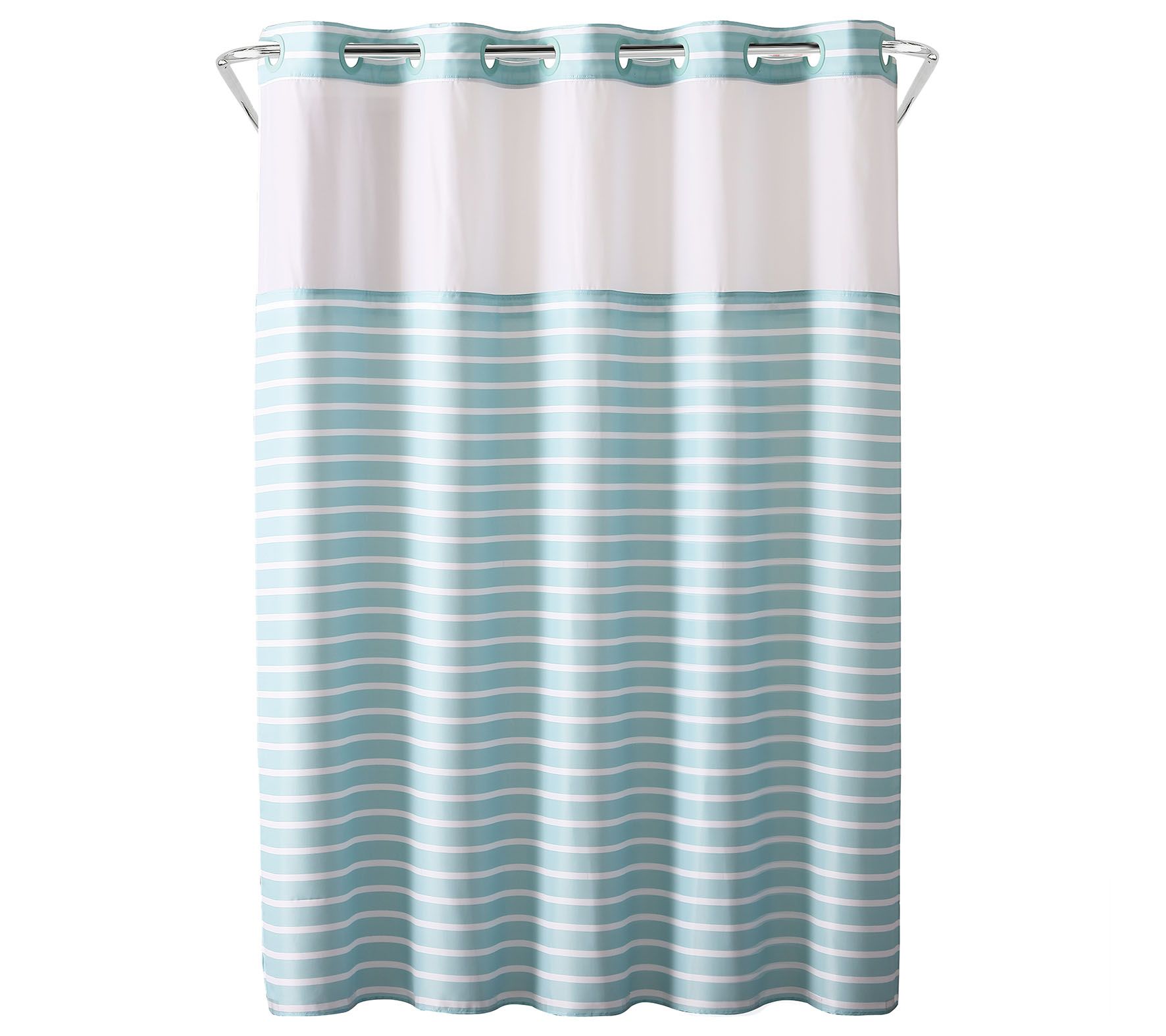 Hookless Charleston Stripe Shower Curtain with Built In Liner