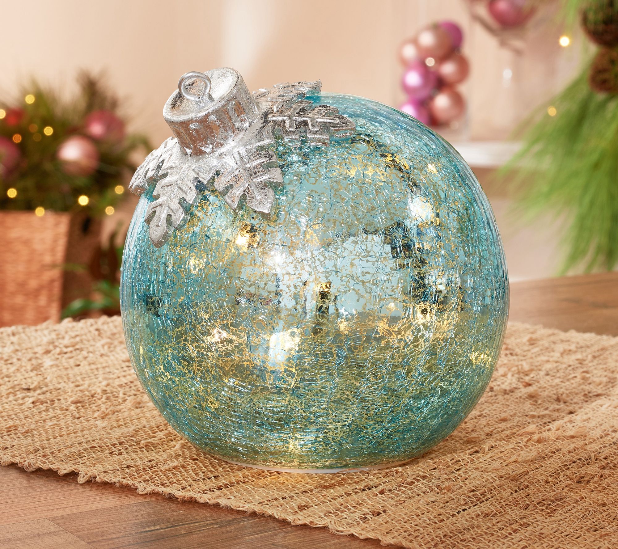 Details about   Illuminated 6" Glass Holiday Ornament by Valerie 