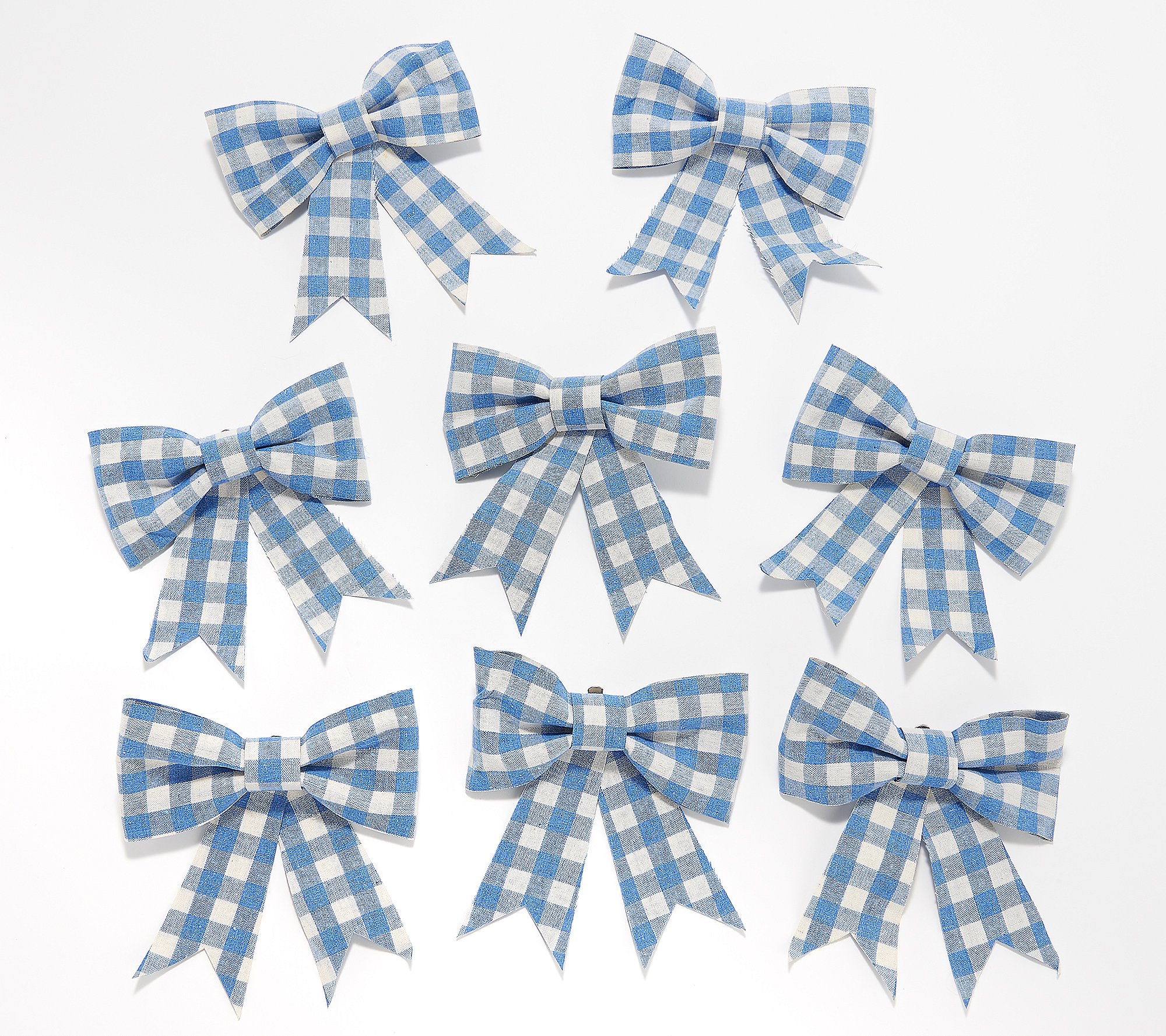 20 Small Blue Or Pink Gingham Fabric Bows Baby Card Making Craft Embellishments 
