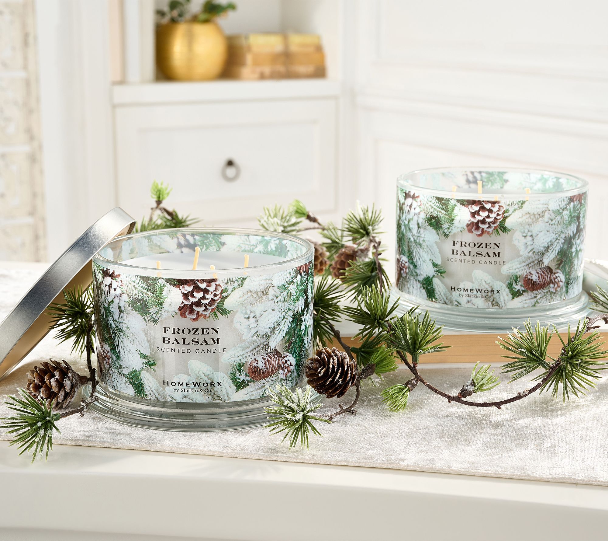 HomeWorx by Harry Slatkin S/2 Frozen Balsam 18oz Candles