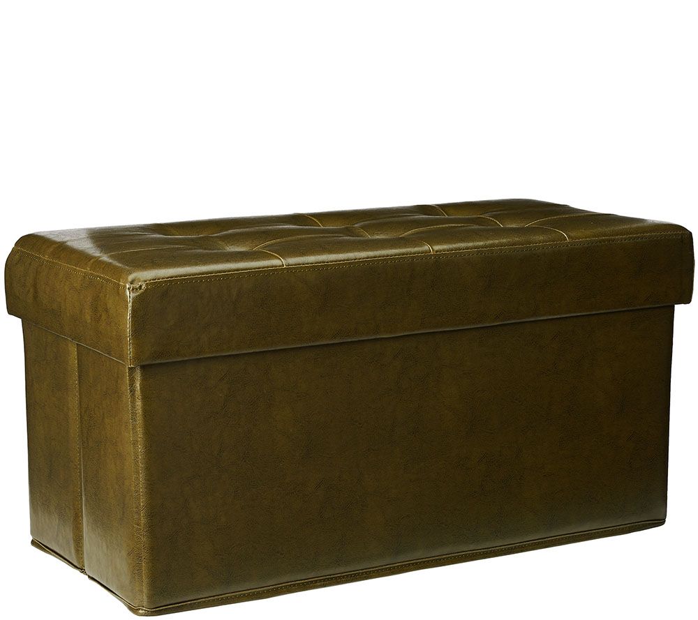 "As Is" Faux Leather Tufted Collapsible Bench with Tray by Valerie
