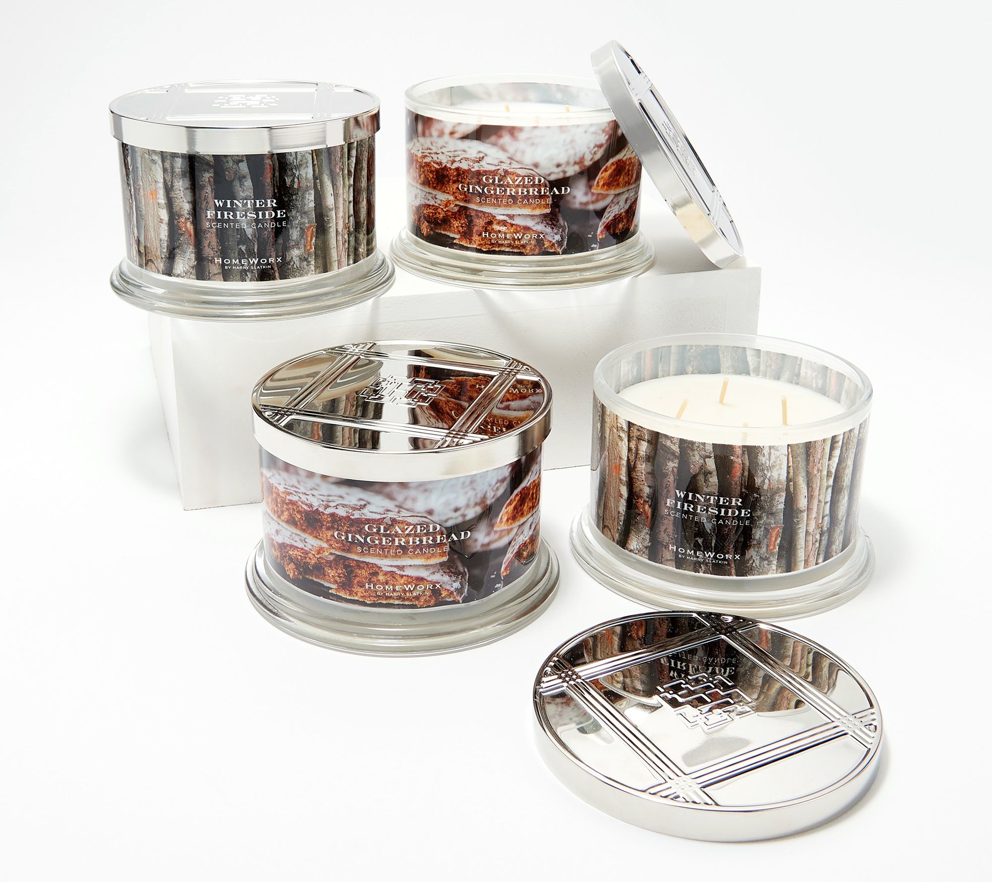 HomeWorx by Harry Slatkin S/2 18oz Wrapped Glass Candle Set