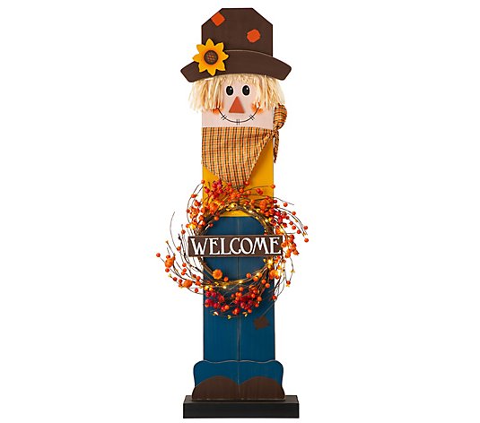 Glitzhome LED Lighted Fall Harvest Scarecrow Porch Decor