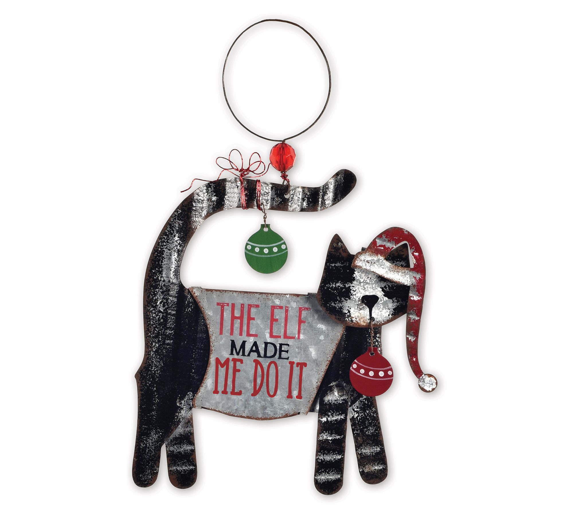 SVD galvanized metal kitty ornament