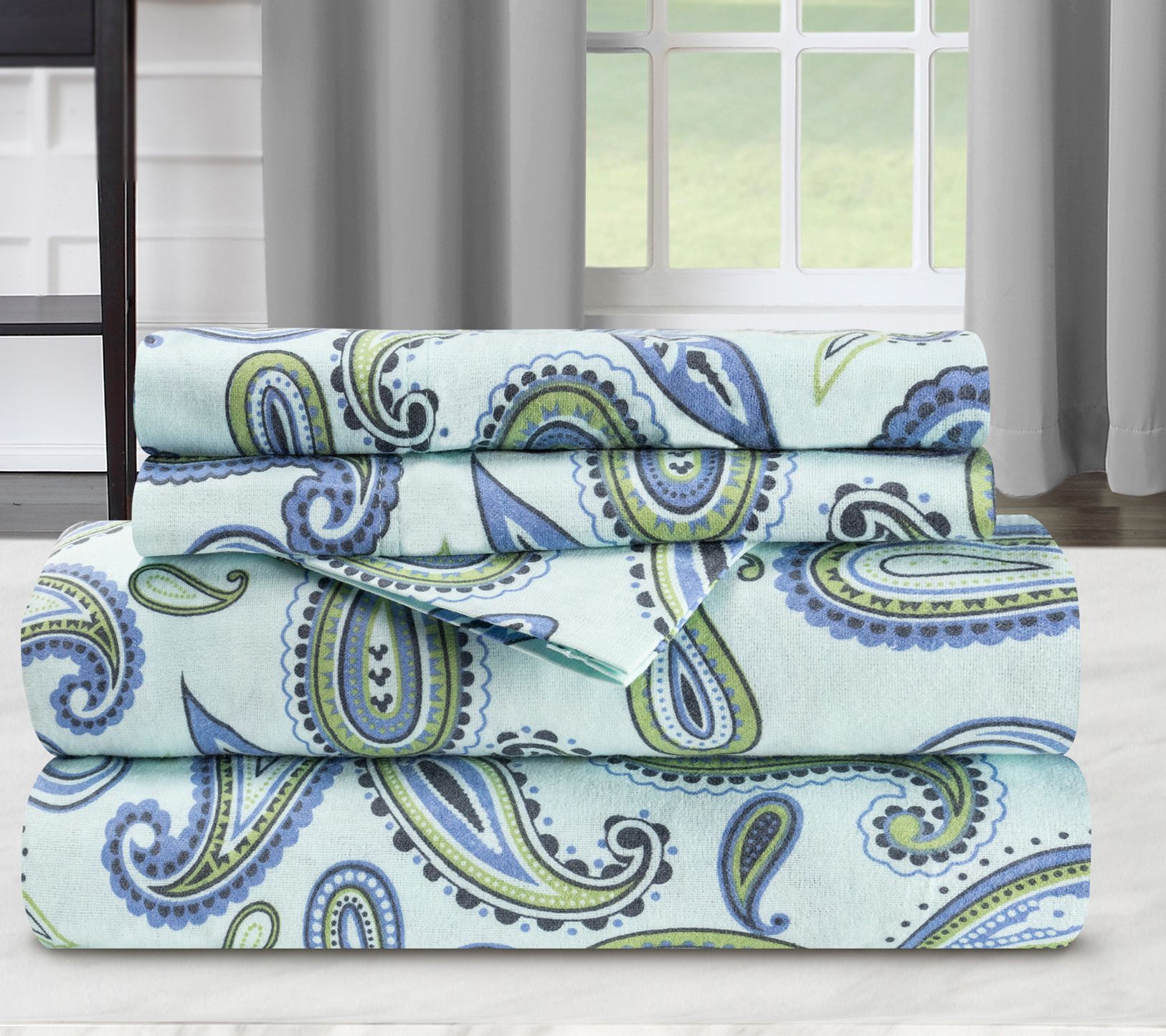 Superior Cotton Flannel Deep Pocket Paisley She et Set, Twin X