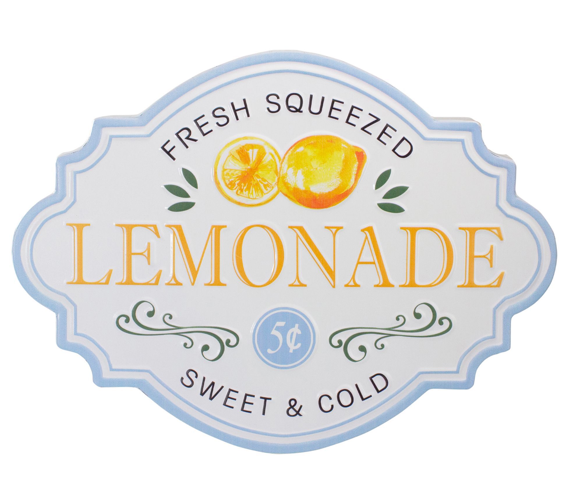 15.25" "Fresh Squeezed Lemonade" Metal Sign Spr ing Wall Decor