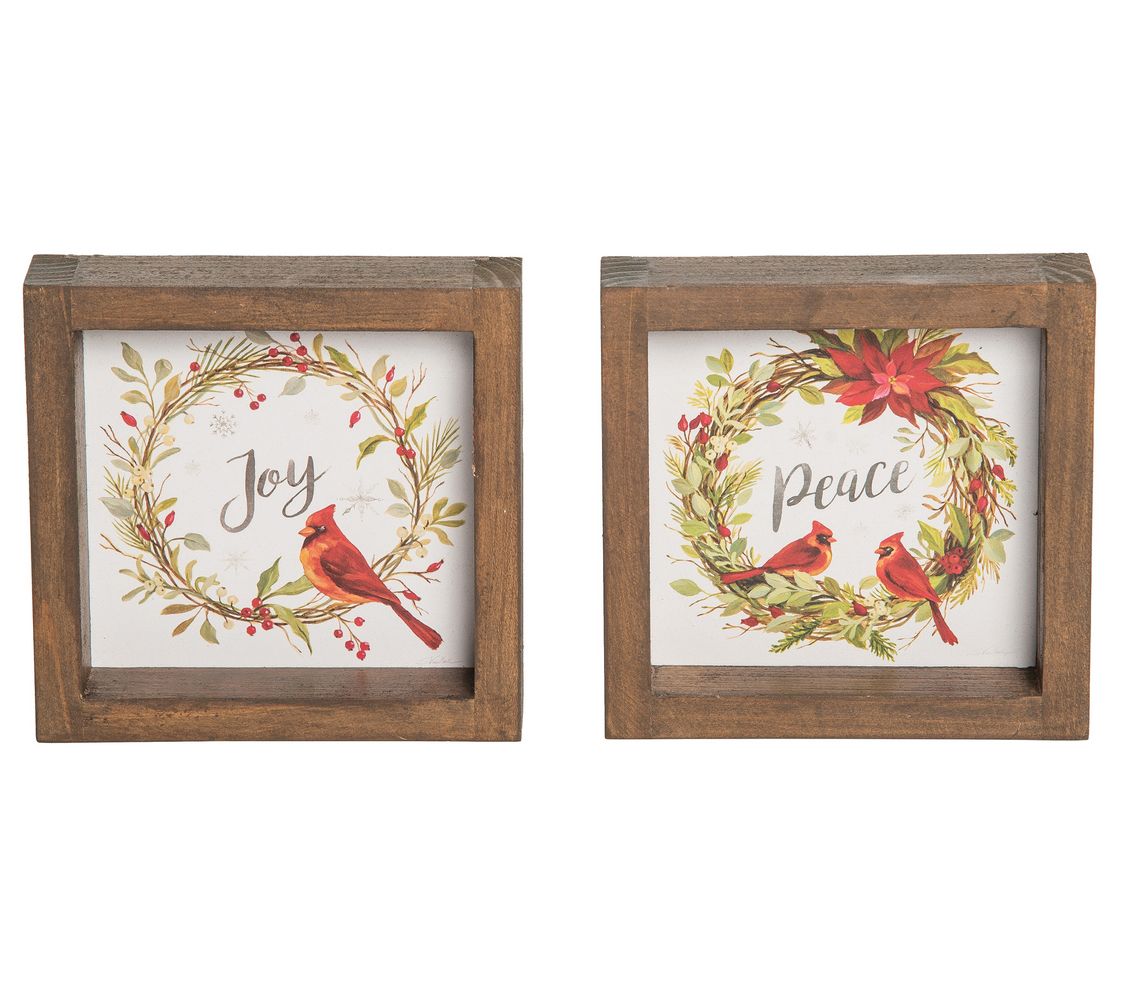 C&F Home Cardinal Wreath Christmas Table Centerpieces Set of 2