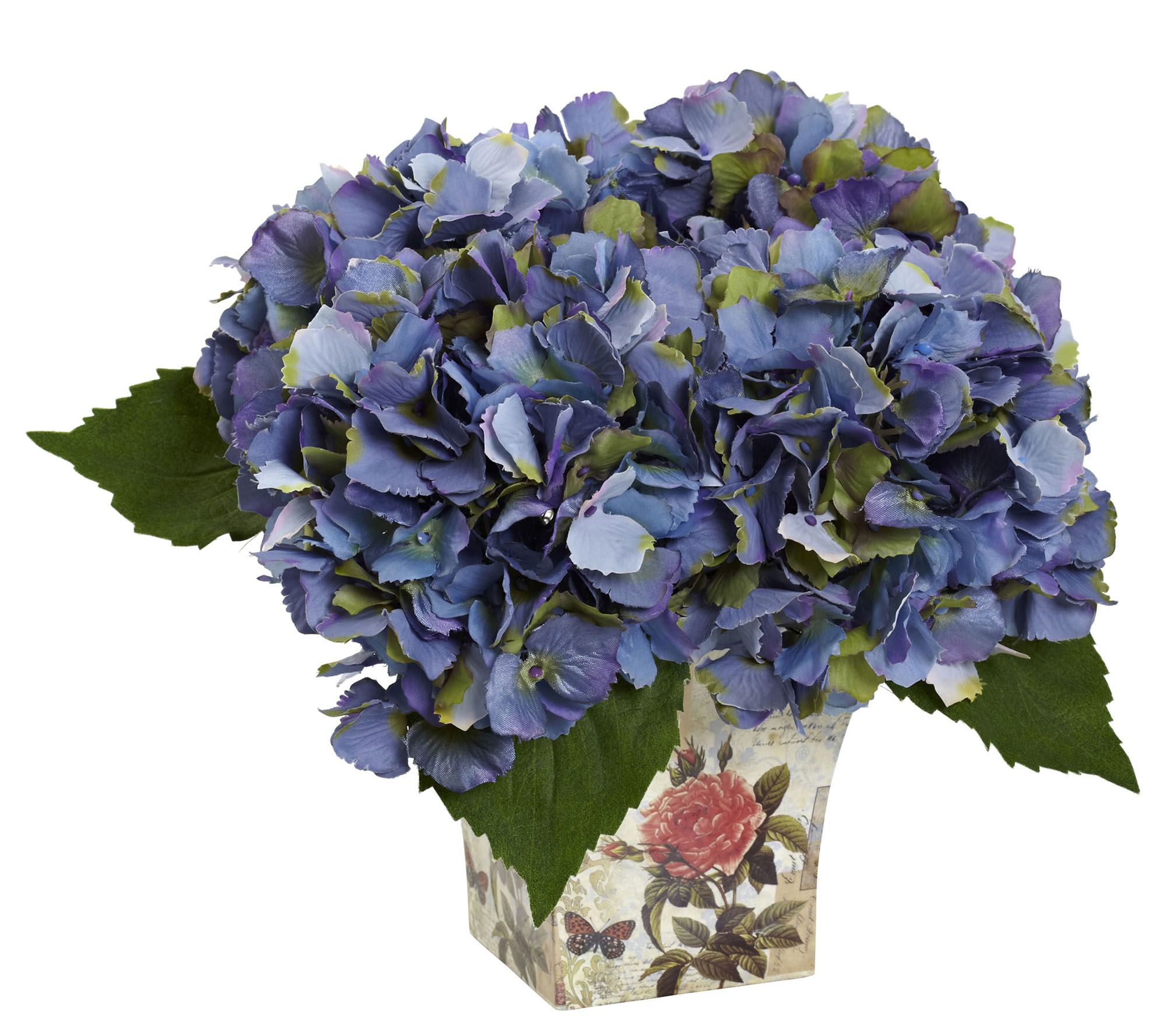 Hydrangea with Floral Planter by Nearly Natural - QVC.com