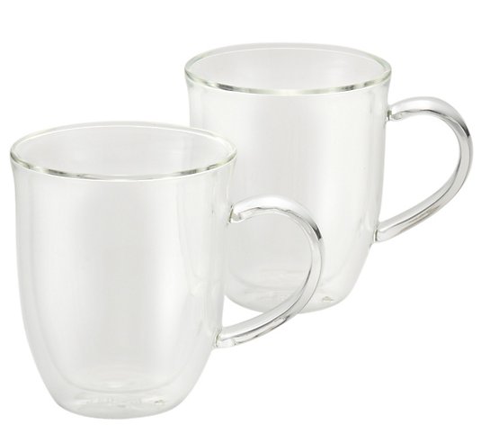 BonJour Coffee 12-oz Insulated Glass Latte Cups, Set of 2