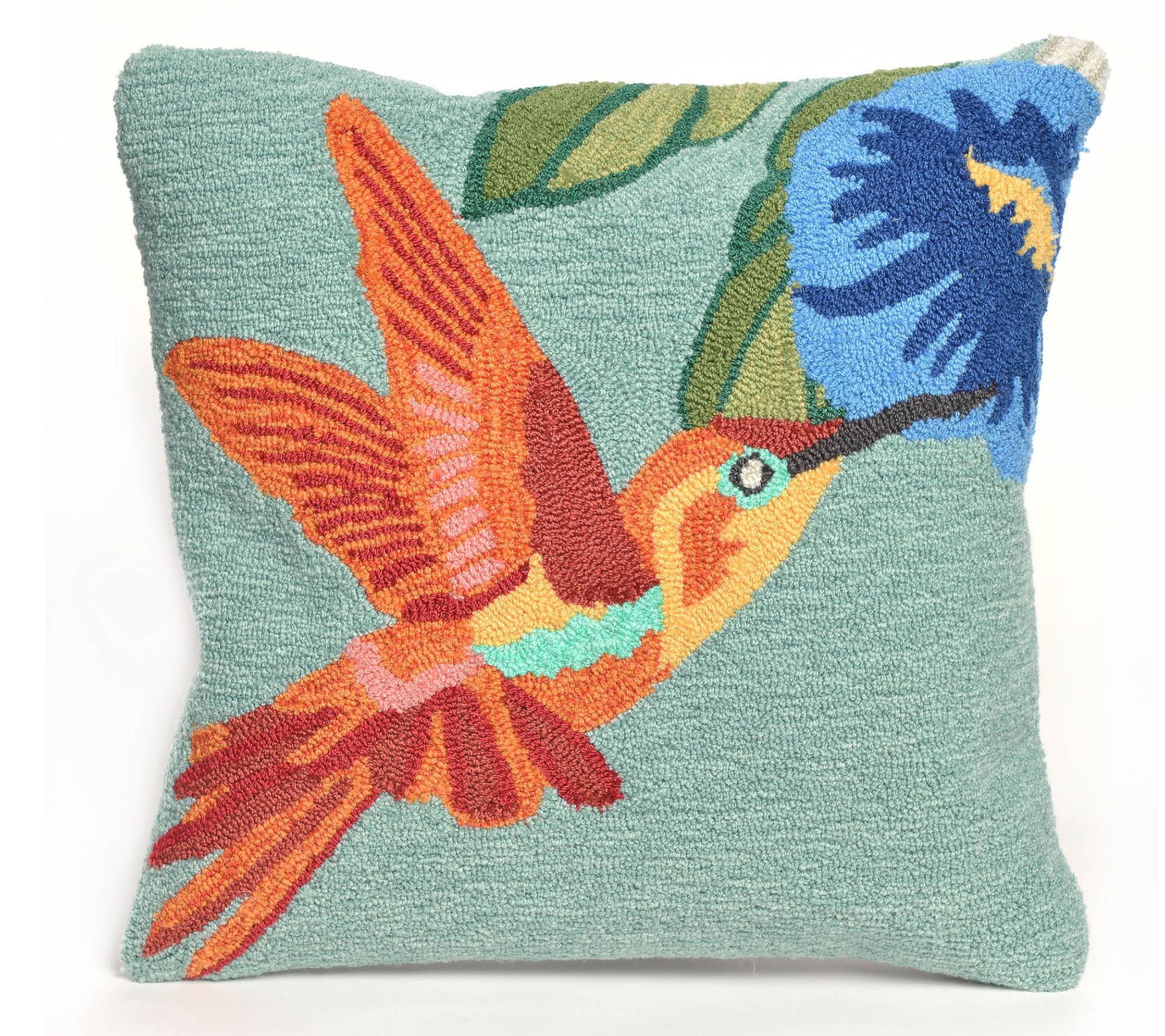 Liora Manne Frontporch Hummingbird In/Out Pillow Sky 18" x 18"
