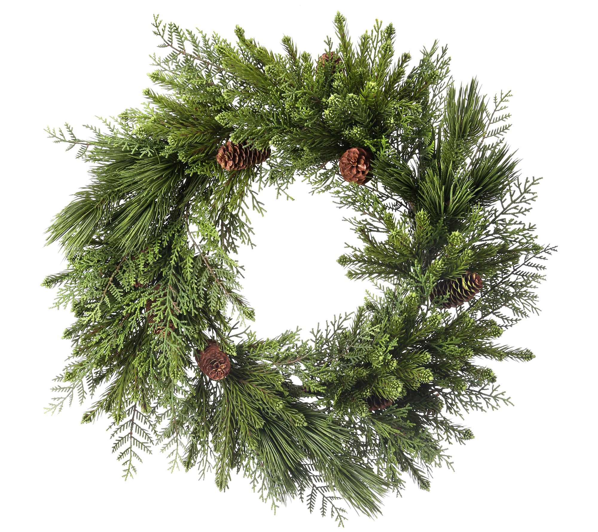 Deluxe Mixed Cedar/Pinecone Wreath By Valerie - QVC.com