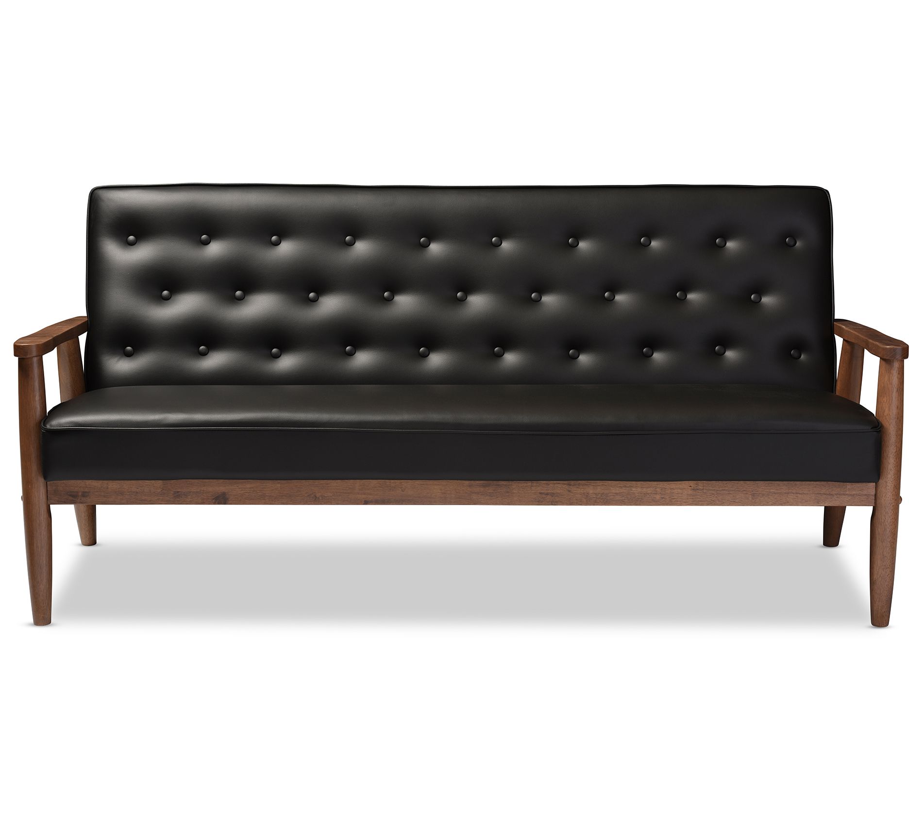 Sorrenti Mid-century Retro Modern Upholstered Woden Sofa