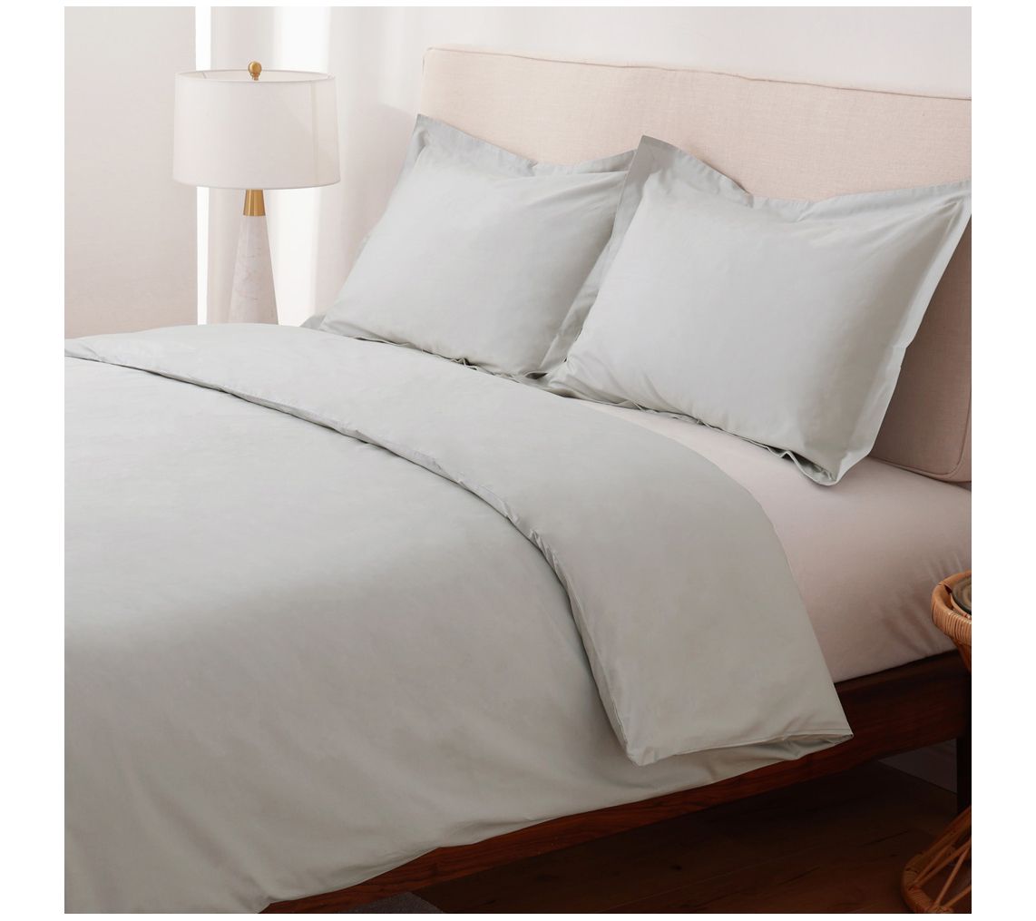 Cannon Solid Percale Grey 2 Piece Twin Duvet Set