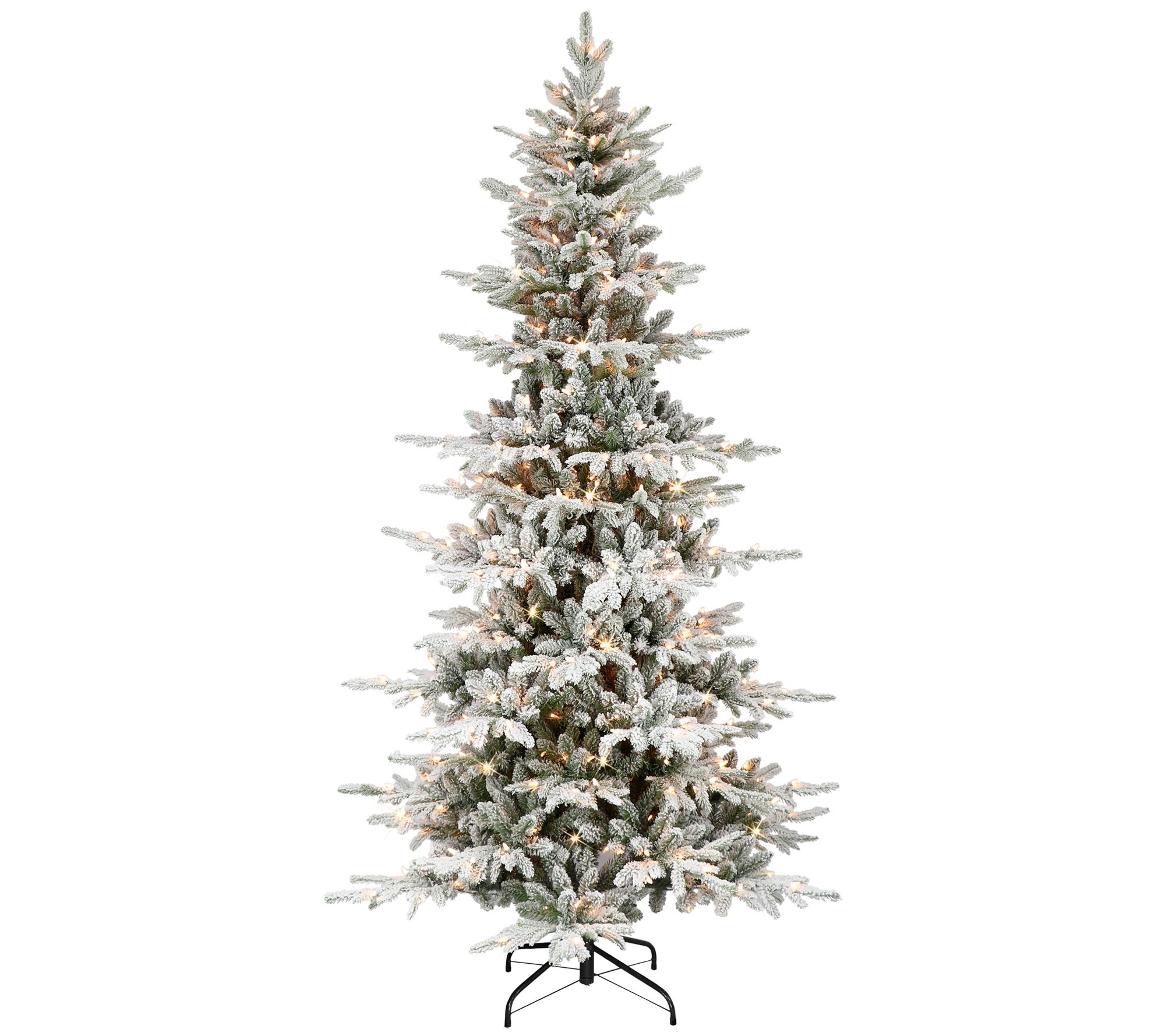 Puleo 7.5 ft Pre-lit Slim Flocked Utah Fir Tree, 1857 Tips