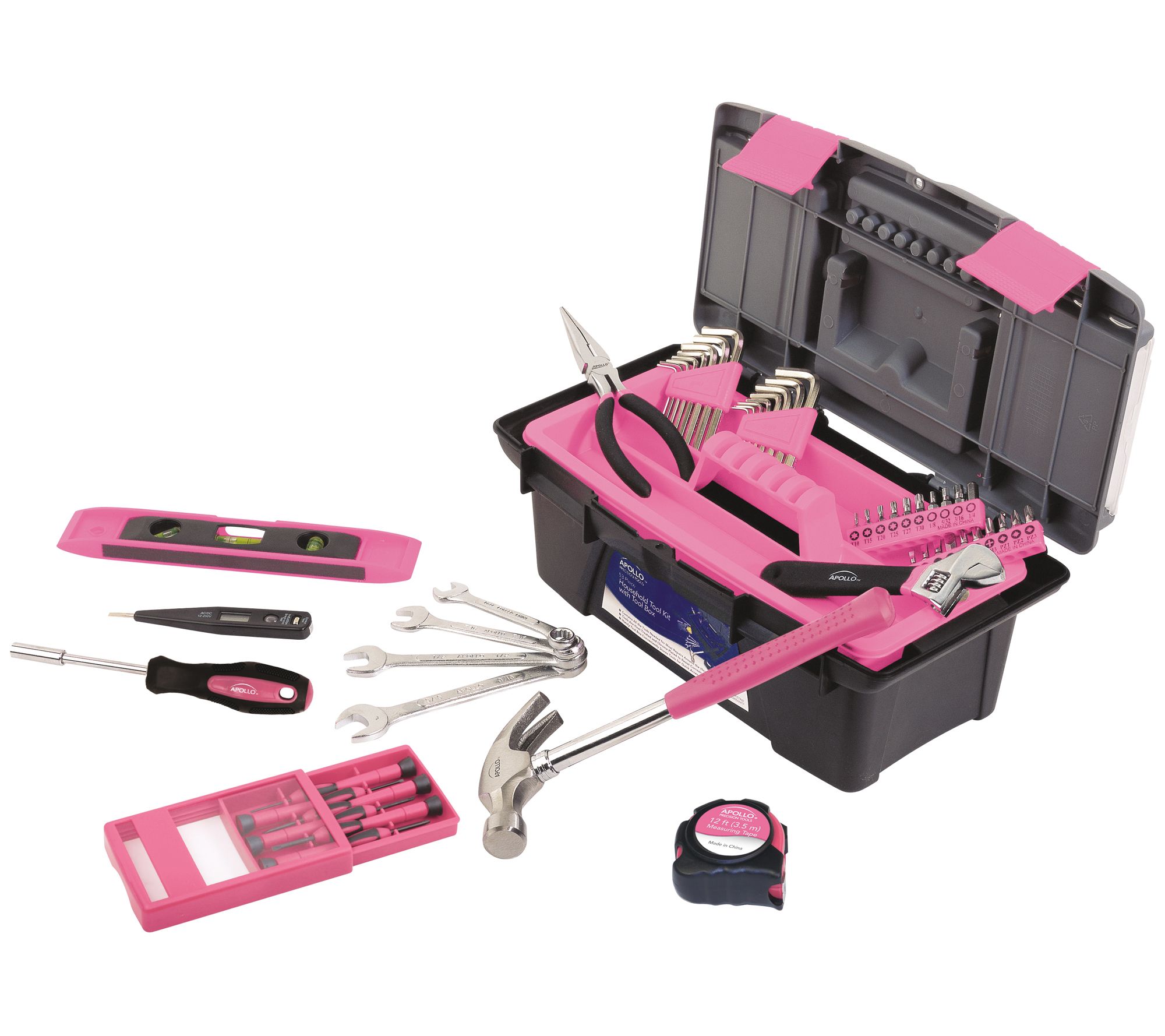 Apollo Tools 53-Piece Household Tool Kit with Tool Box